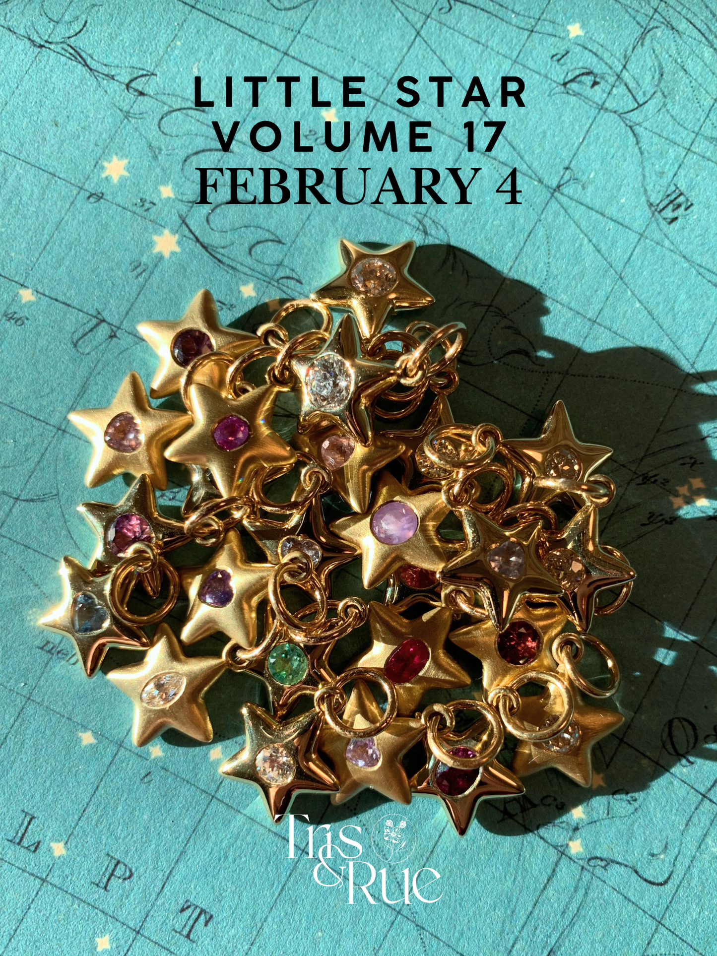 18k Little Star© volume 17 old cut diamonds, multicolor sapphires, rubies, emerald, garnets