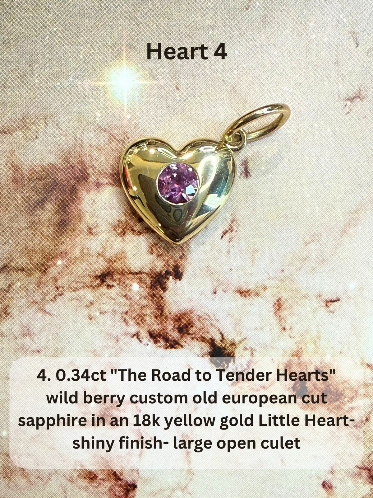 18k Little Heart© volume 1 old cut diamonds, sapphires