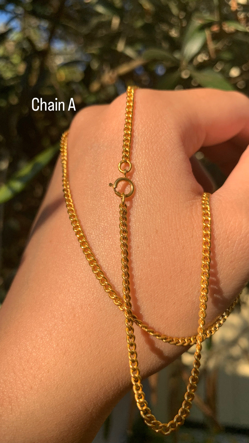 21k curb link chain with 14k spring ring clasp (vintage, only one available)
