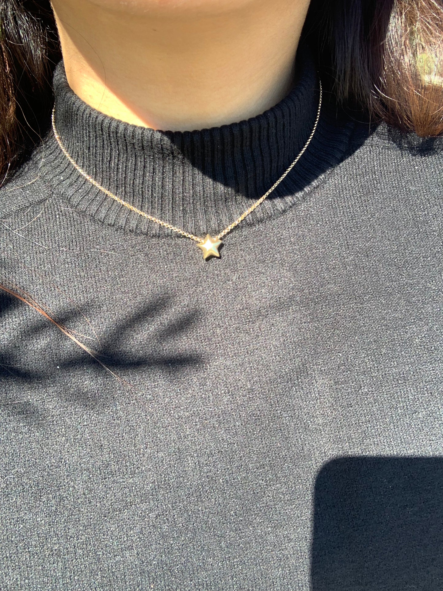 14k puffy star up-cycle necklace