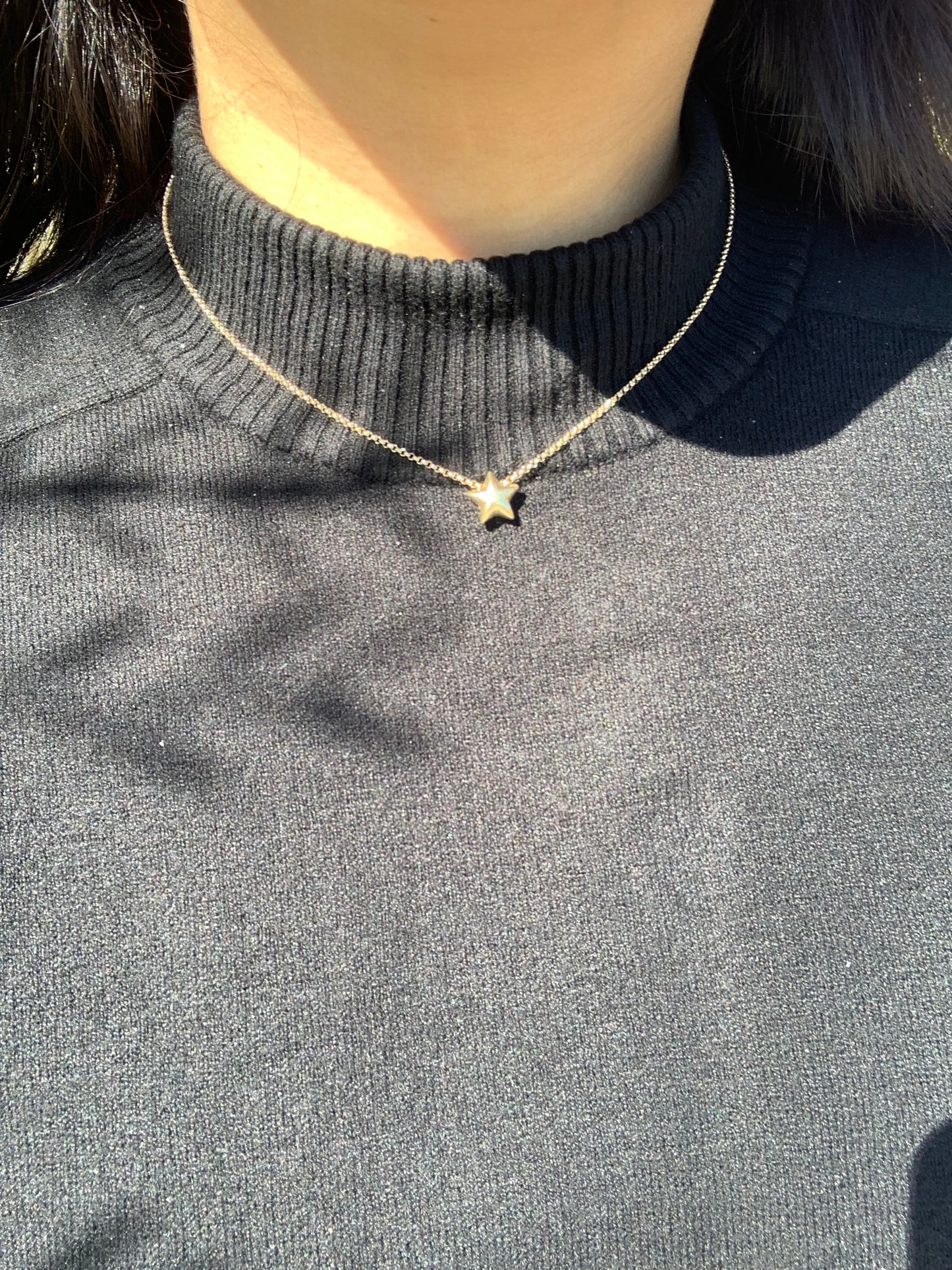14k puffy star up-cycle necklace