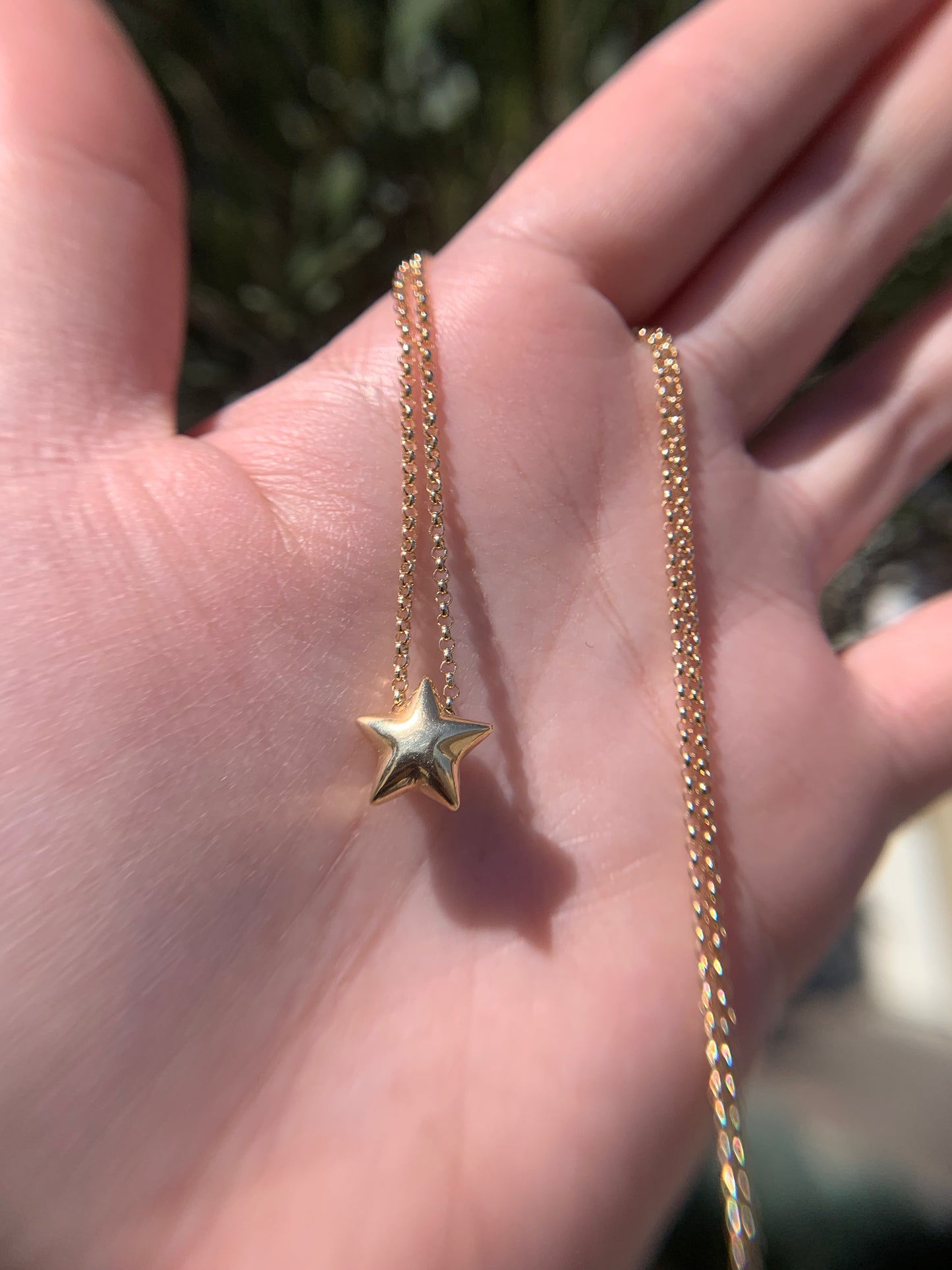 14k puffy star up-cycle necklace