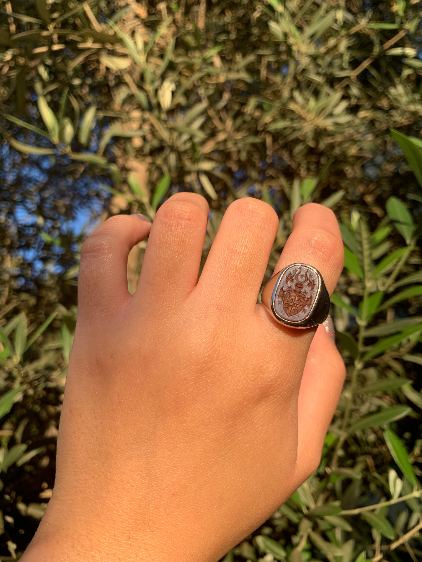 "Legend" 14k white gold heraldic sardonyx signet (vintage, only one available)