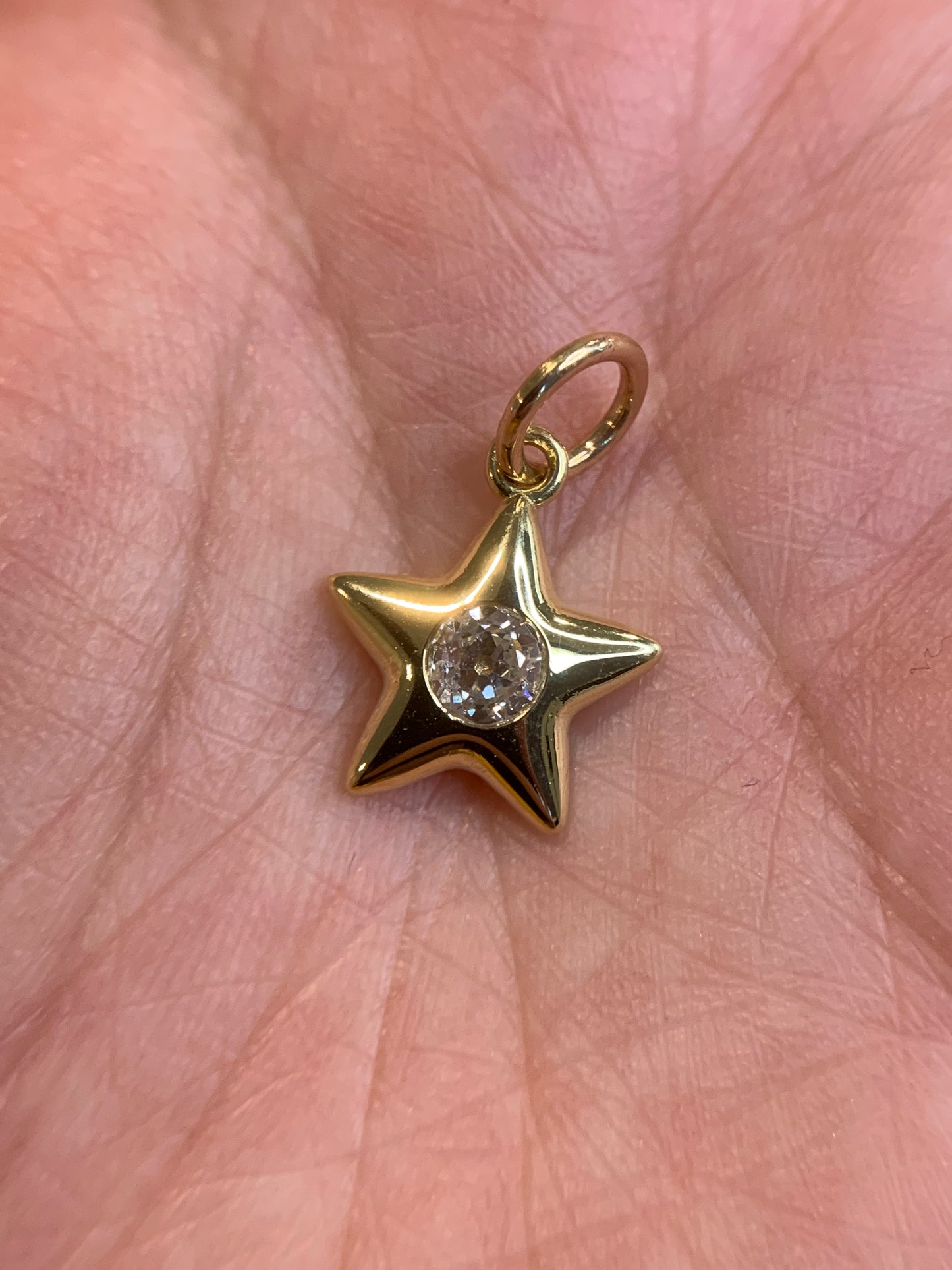 Katie S. custom order - Star L. 0.43ct "The Lightning Thief" K-M OMC in 18k yellow gold Little Star- shiny finish