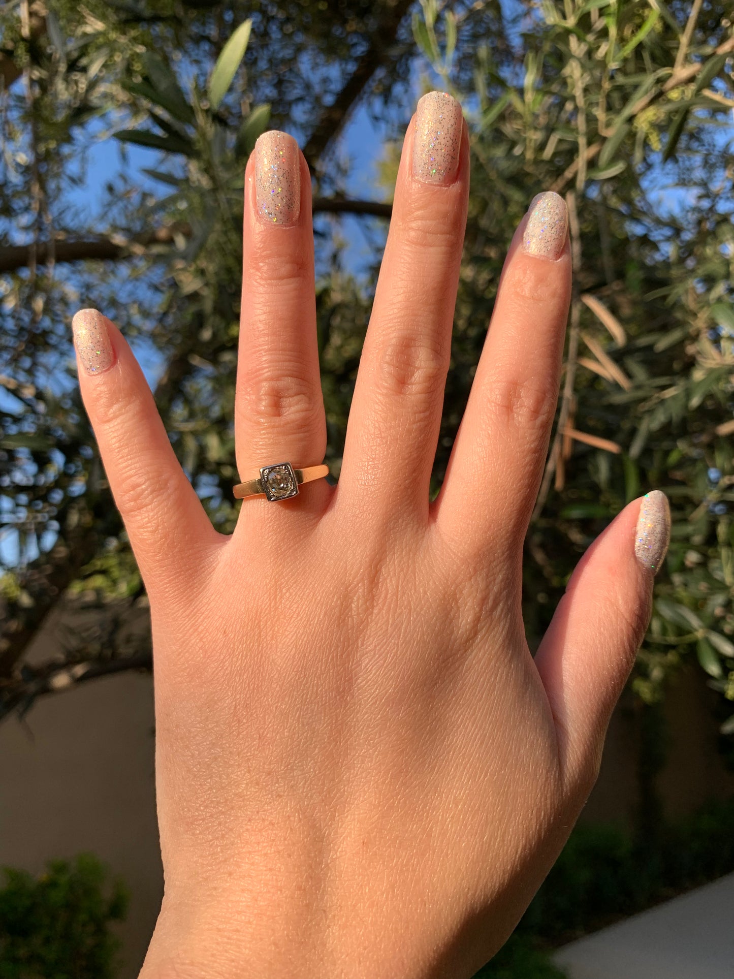 LAYAWAY 1 "I have a secret" 18k old mine cut diamond art deco solitaire ring
