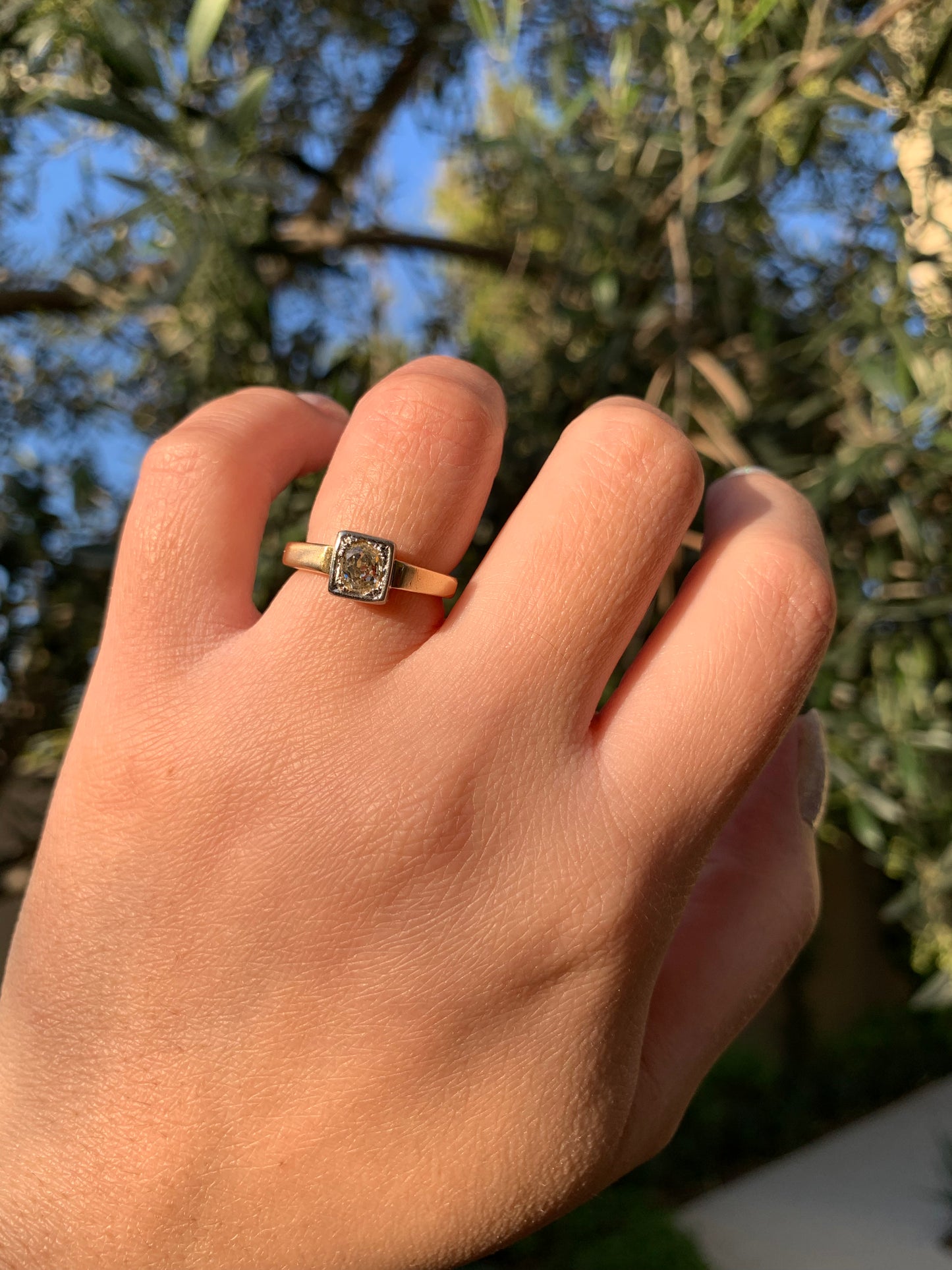 LAYAWAY 1 "I have a secret" 18k old mine cut diamond art deco solitaire ring