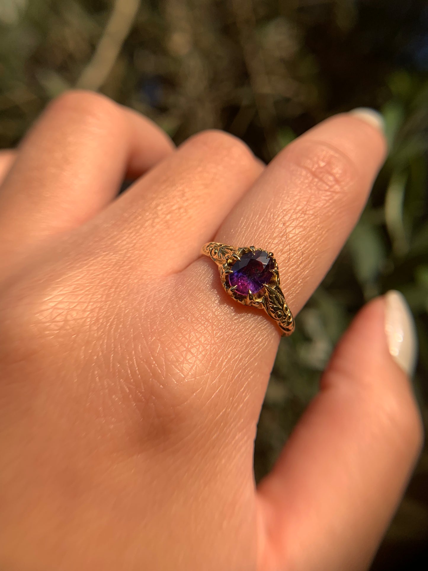 "The Folklore" 18k yellow gold natural galaxy sapphire ring