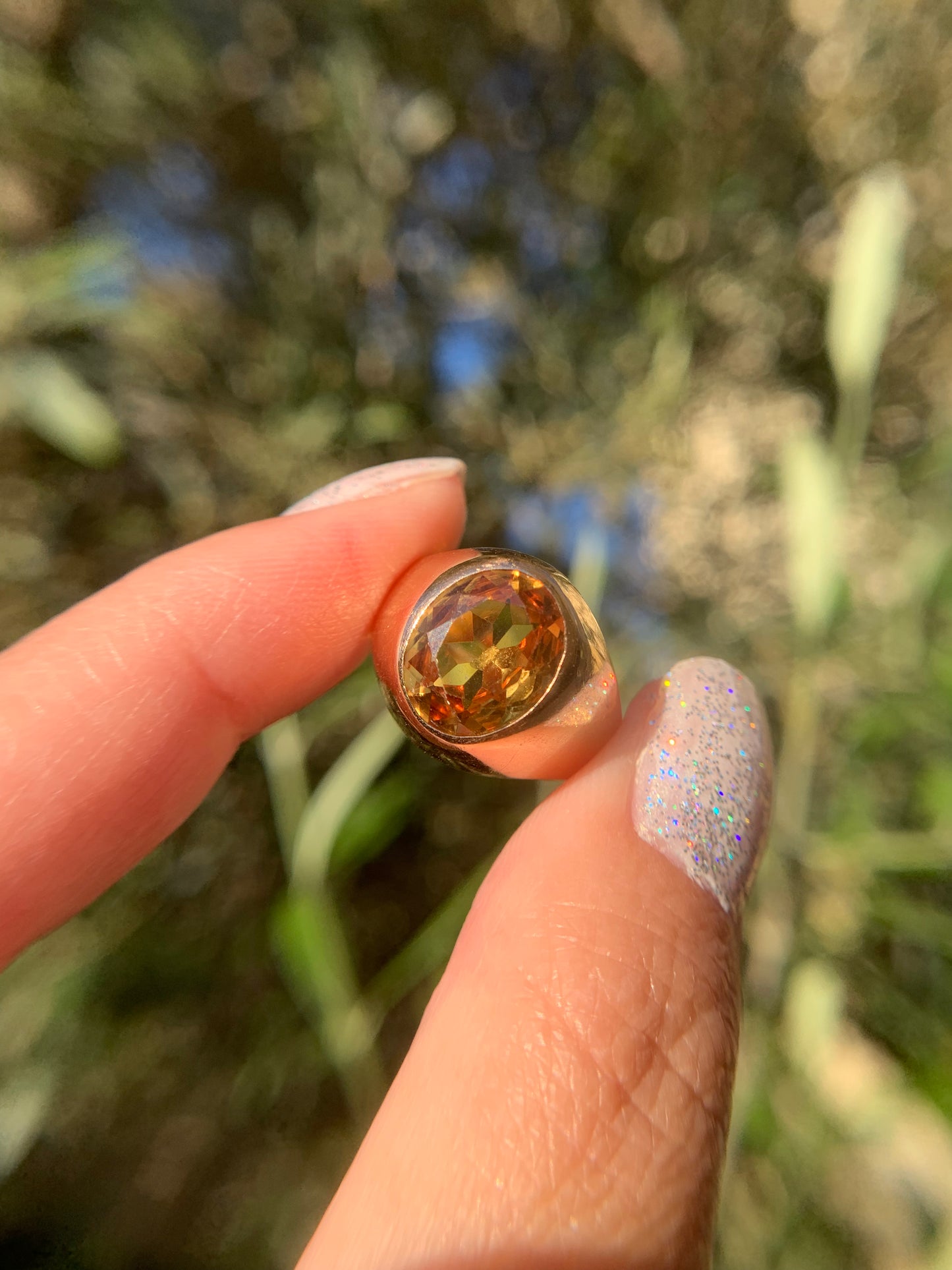 "Dandelion wine" 14k yellow gold flush-set yellow sapphire