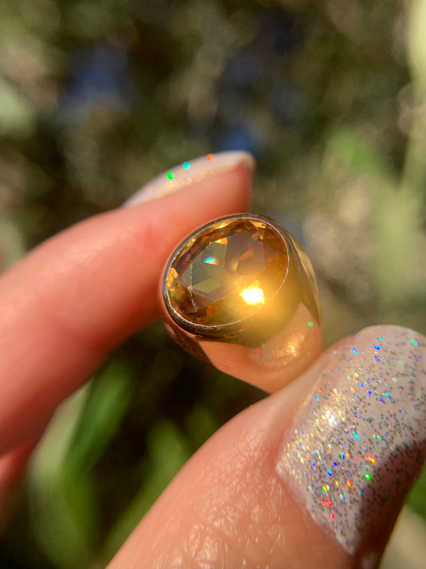 "Dandelion wine" 14k yellow gold flush-set yellow sapphire