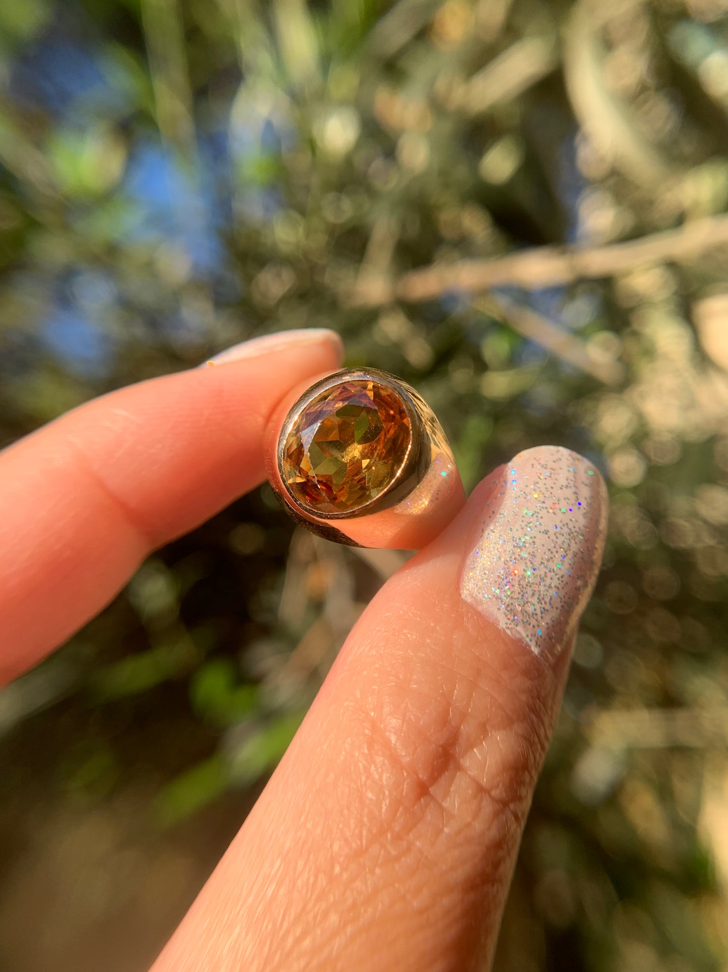 "Dandelion wine" 14k yellow gold flush-set yellow sapphire