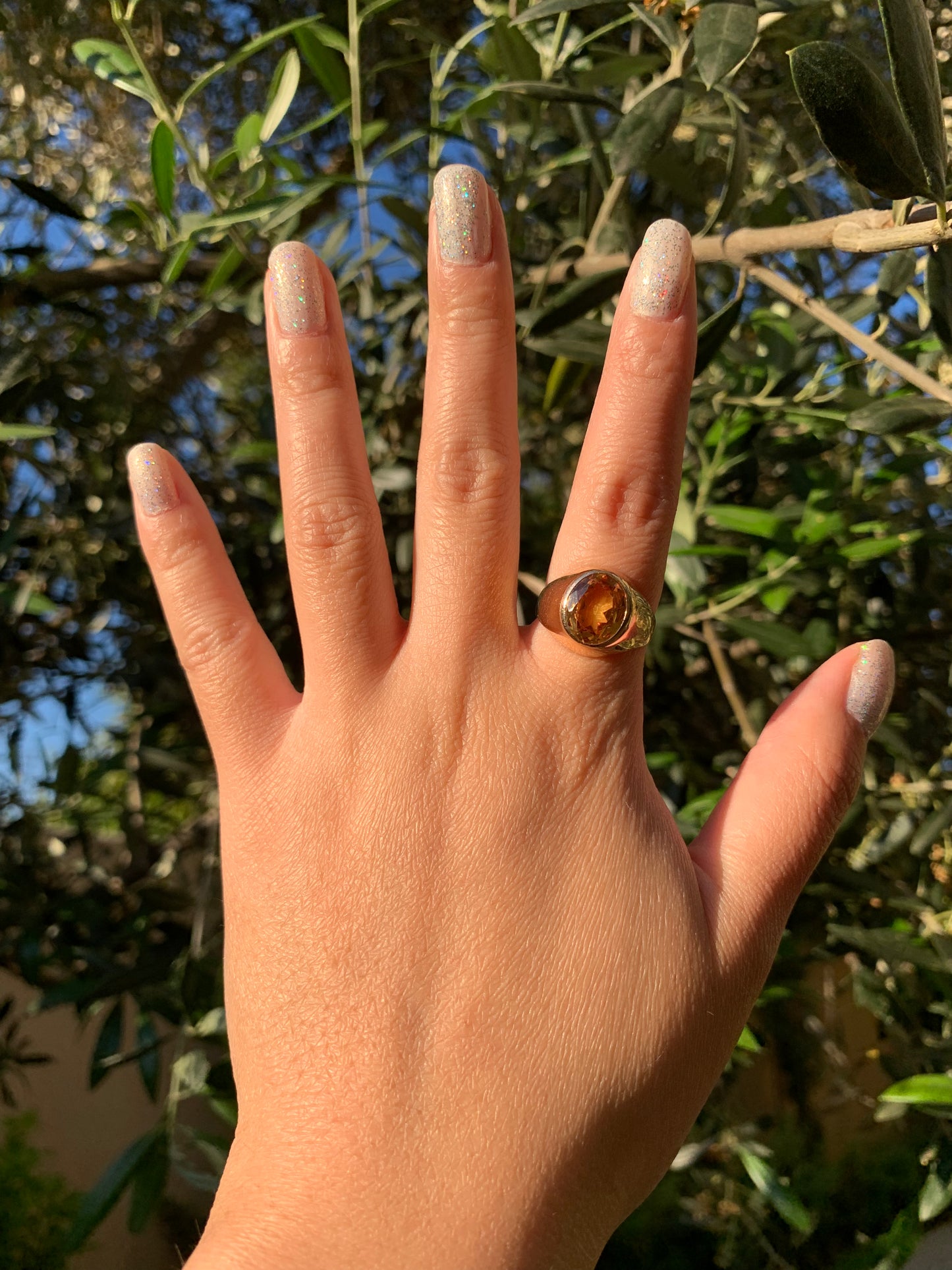 "Dandelion wine" 14k yellow gold flush-set yellow sapphire