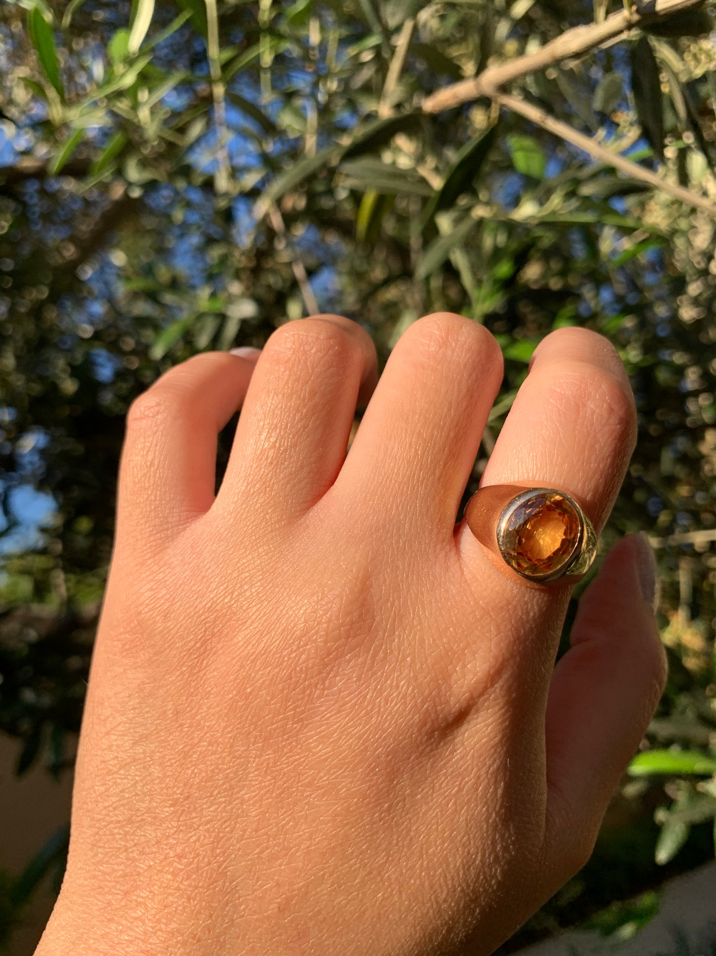 "Dandelion wine" 14k yellow gold flush-set yellow sapphire