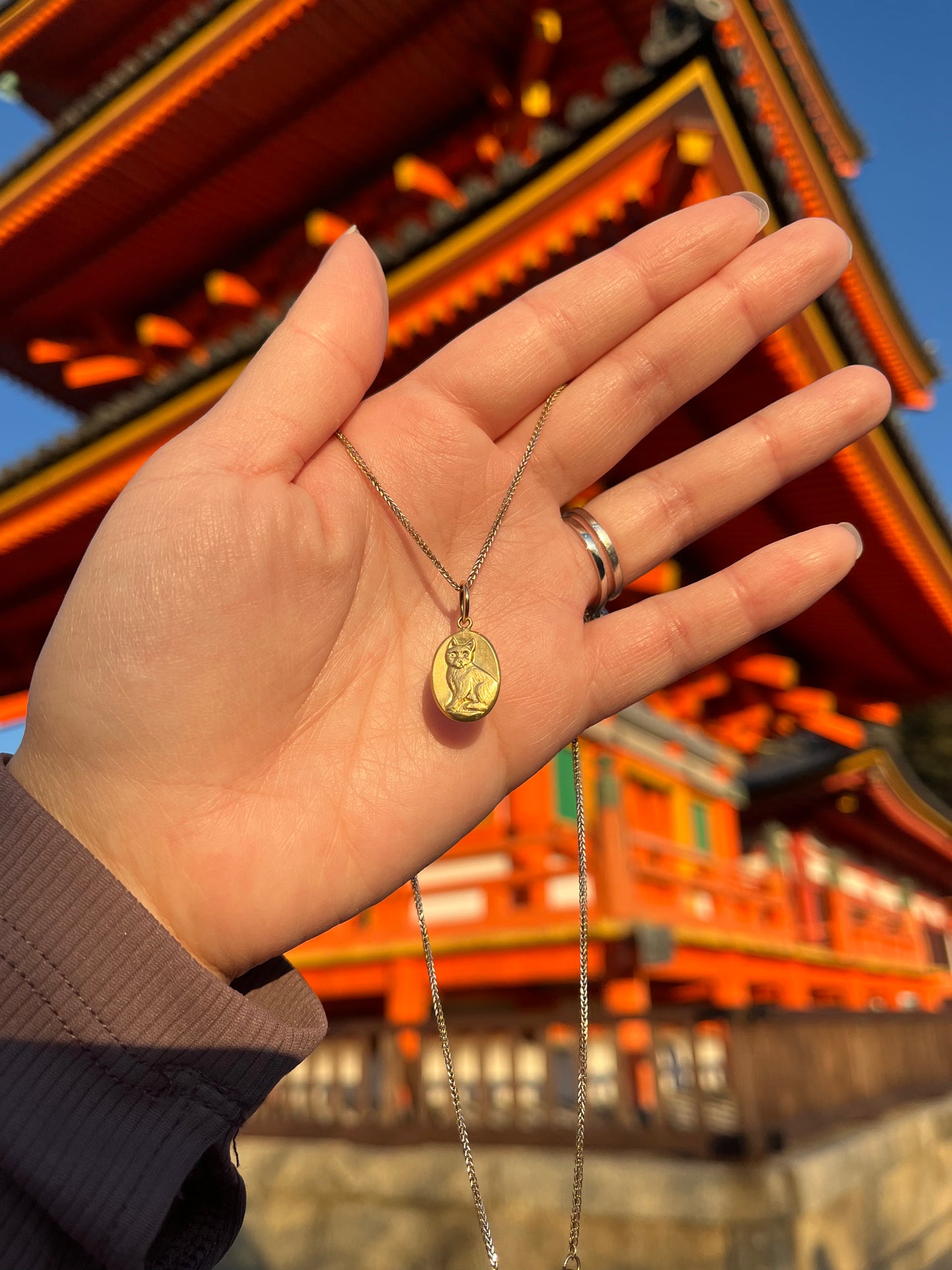 14k or 18k gold Neko Medallion (Made to Order)