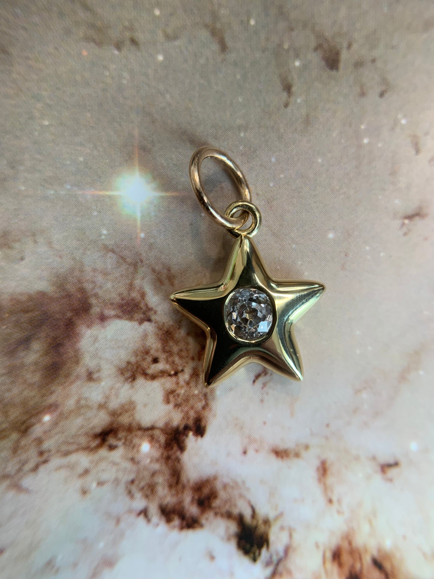 Tiffany M. custom order - star 9. 0.34ct "The Magnificent North" Old cut oval diamond in 18k yellow gold Little Star- shiny finish