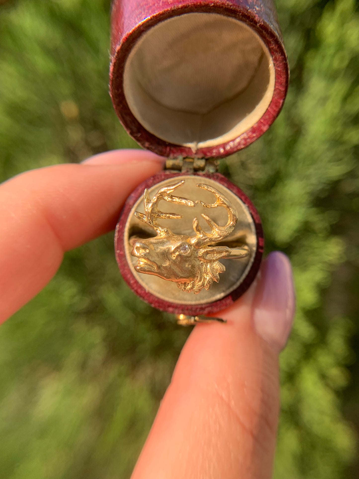 "Patronus" 14k figural stag ring or pendant with diamond (made-to-order)