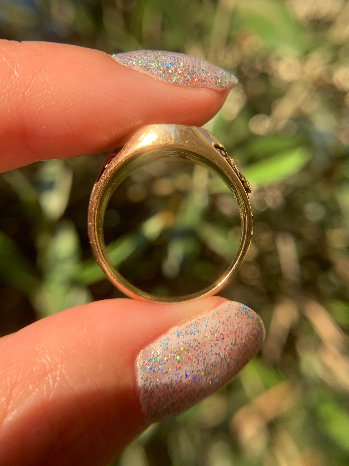 Harvard 14k yellow gold signet ring antique-finish (vintage, only one available)