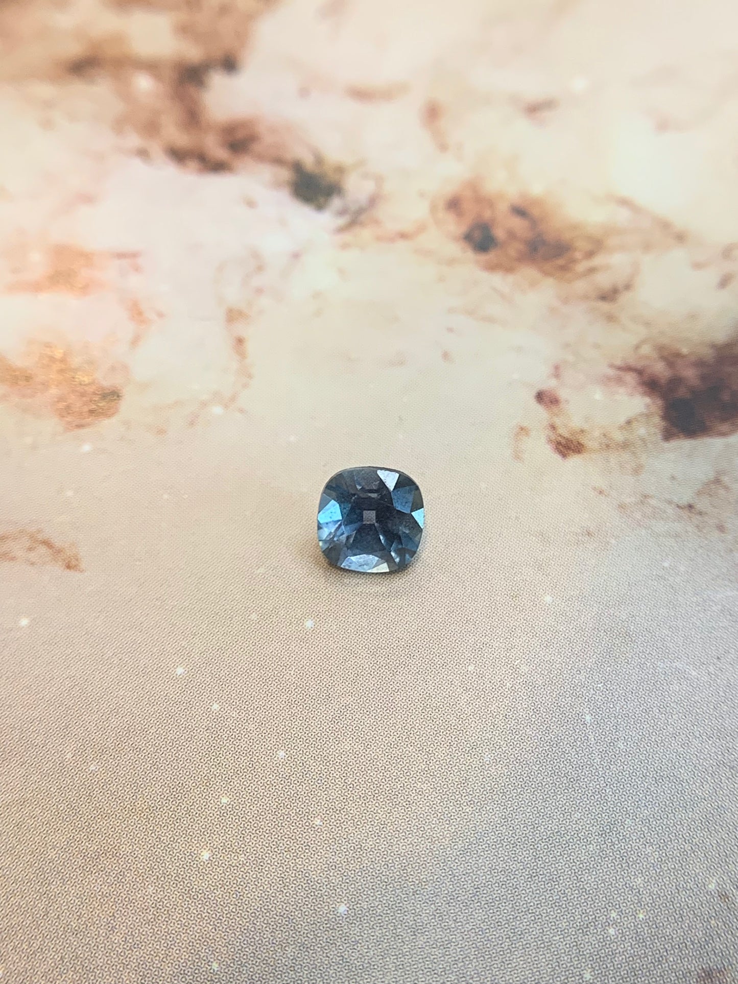 Amanda H. custom order - star C. 0.57ct opalescent stormy blue custom old mine cut sapphire in a 14k yellow gold Little Star- matte finish