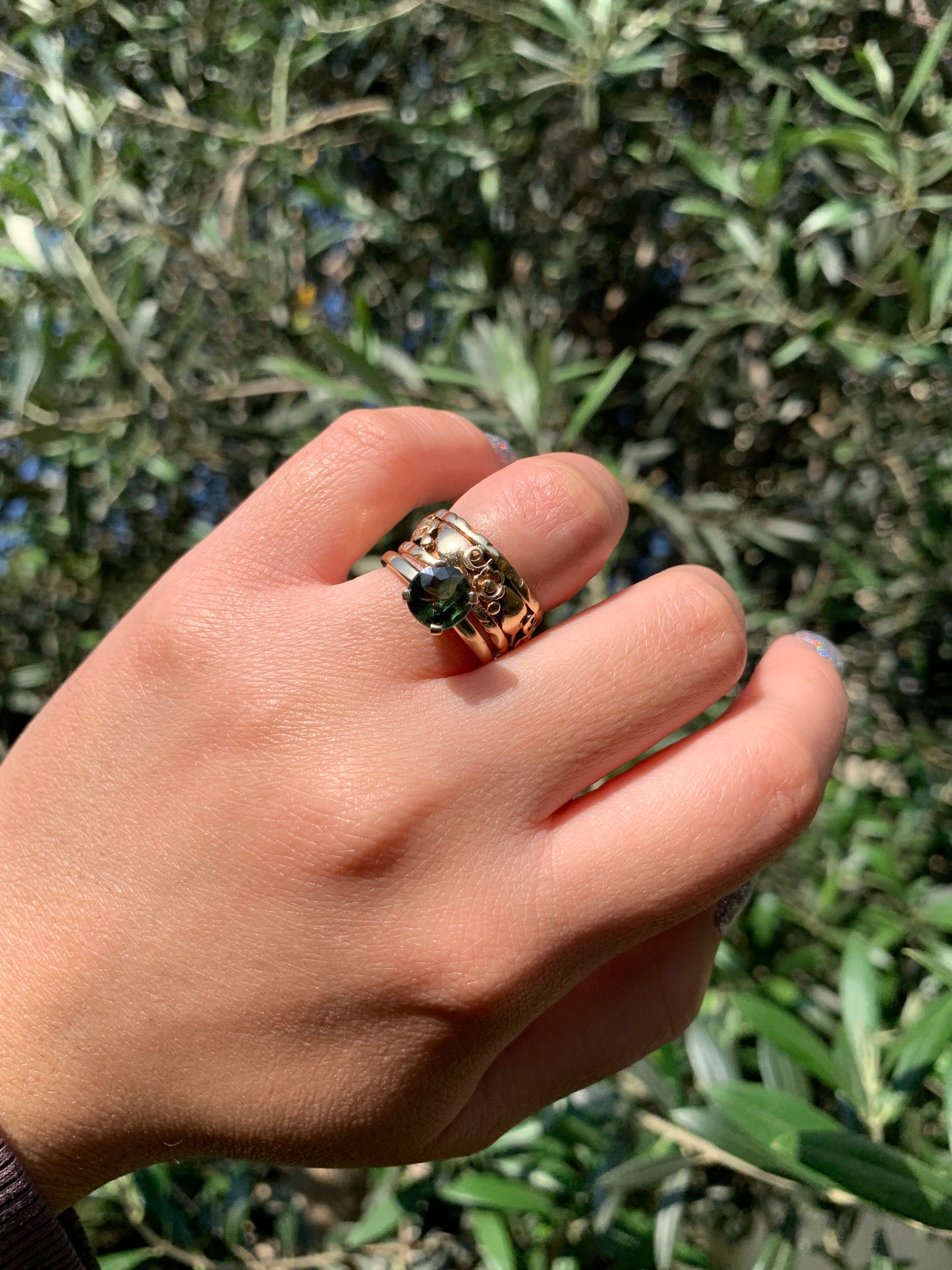 14k "Labyrinth" full eternity floral cigar band in yellow gold (vintage, only one available)