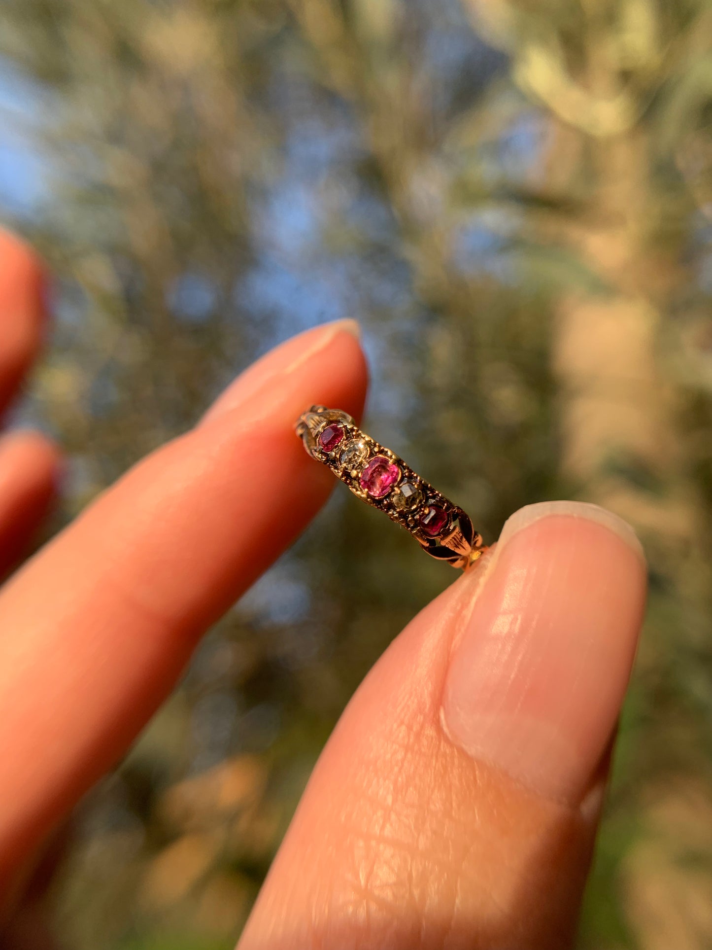 15k ruby and diamond late Georgian, early Victorian ring