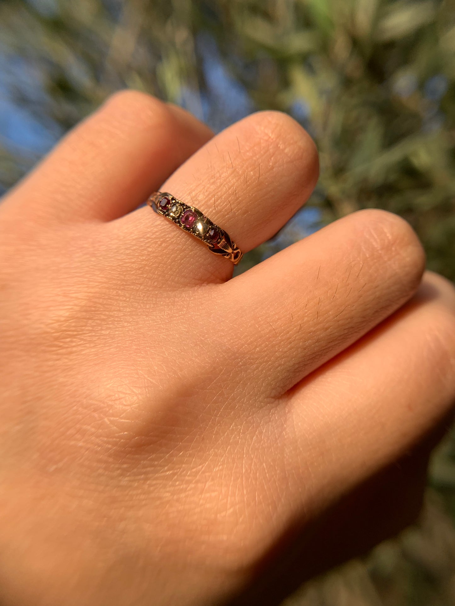 15k ruby and diamond late Georgian, early Victorian ring