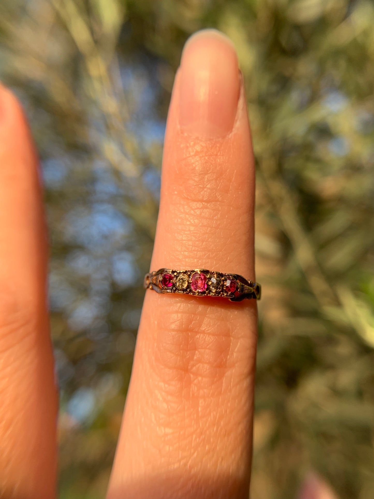 15k ruby and diamond late Georgian, early Victorian ring