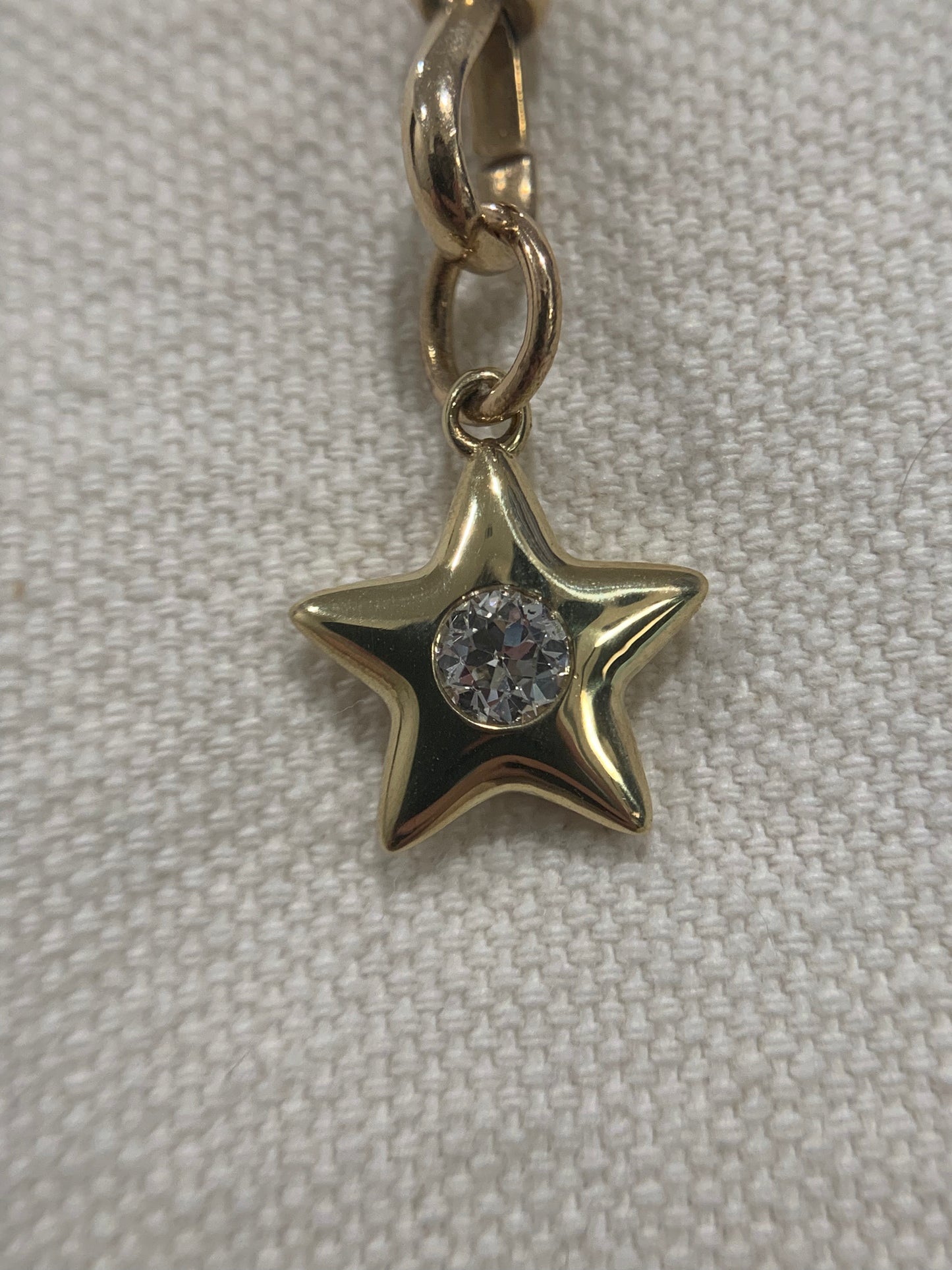 Lisa M custom order - Star E. 0.28ct H-J near colorless, open culet OEC in a shiny finish 18k yellow gold Little Star