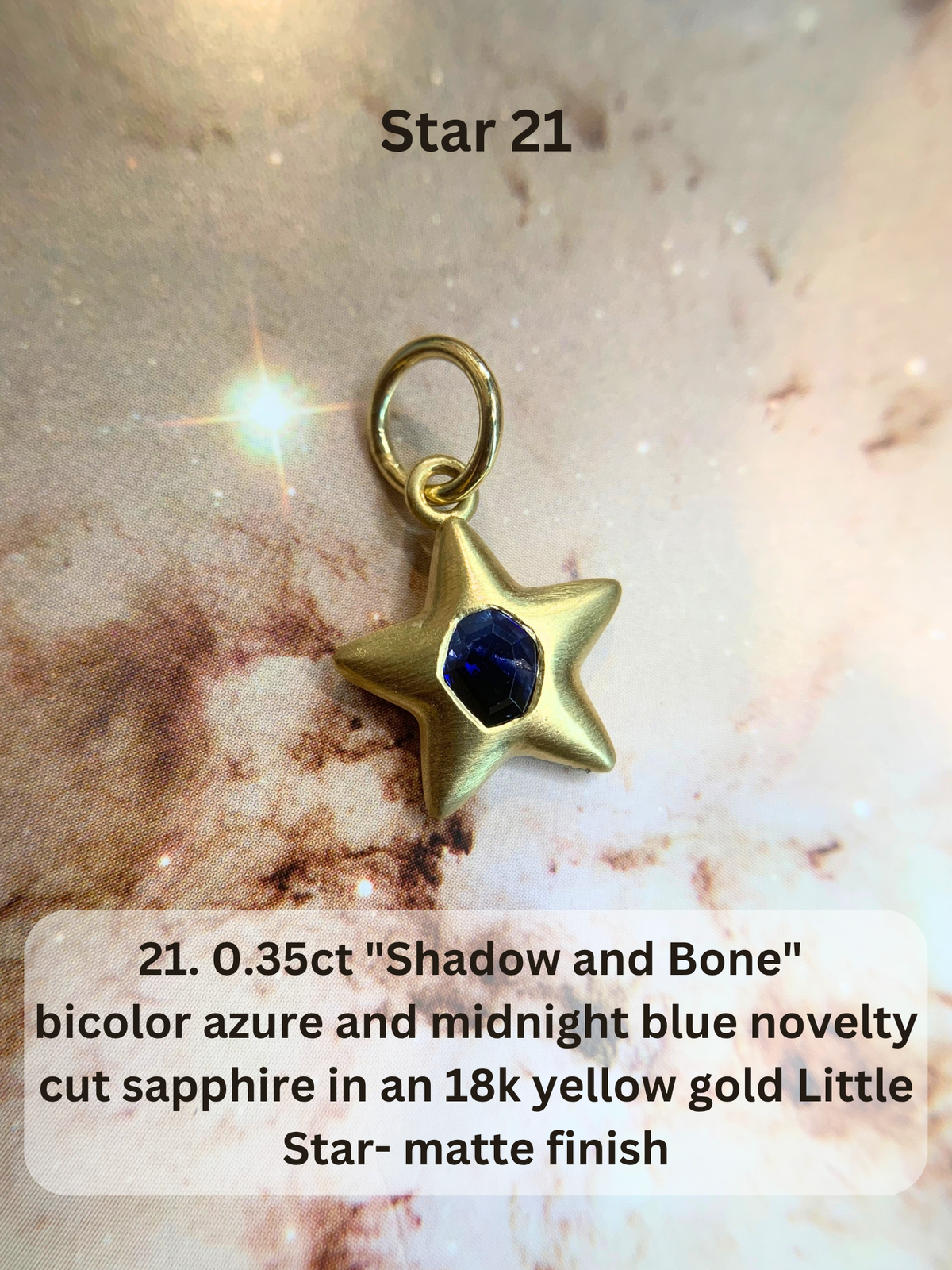 18k Little Star© volume 23 old cut diamond, sapphire, spinel, garnet