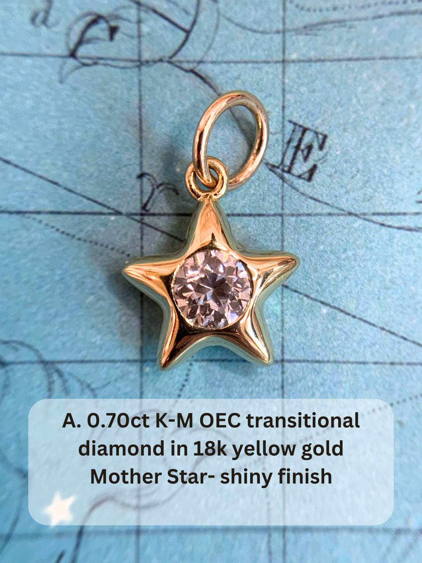 18k Little Star© volume 16 old cut diamonds, Mother Stars, heart edition sapphires, multicolor sapphires, emerald, garnet