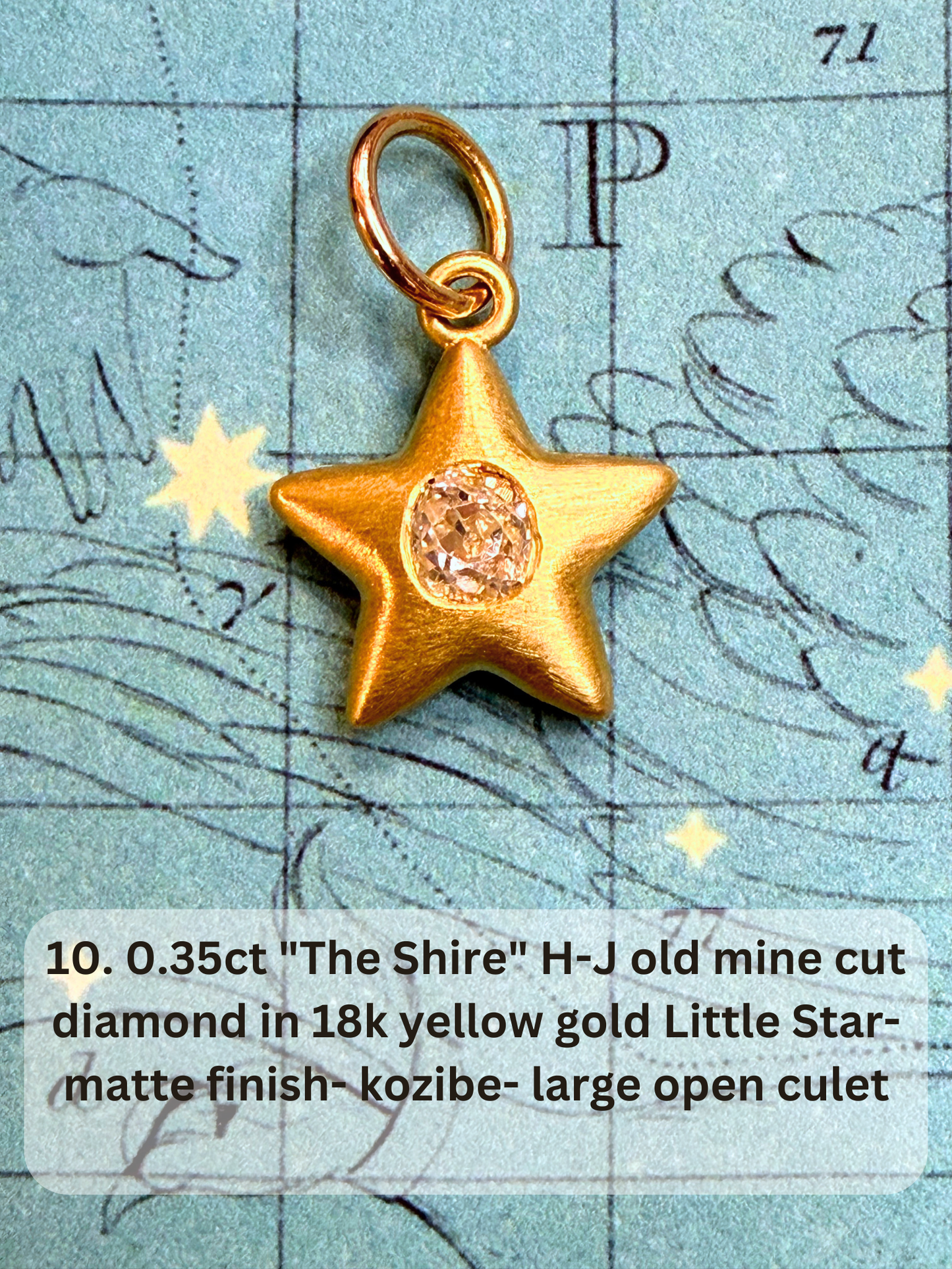 18k Little Star© volume 21 old cut diamond, sapphire, spinel