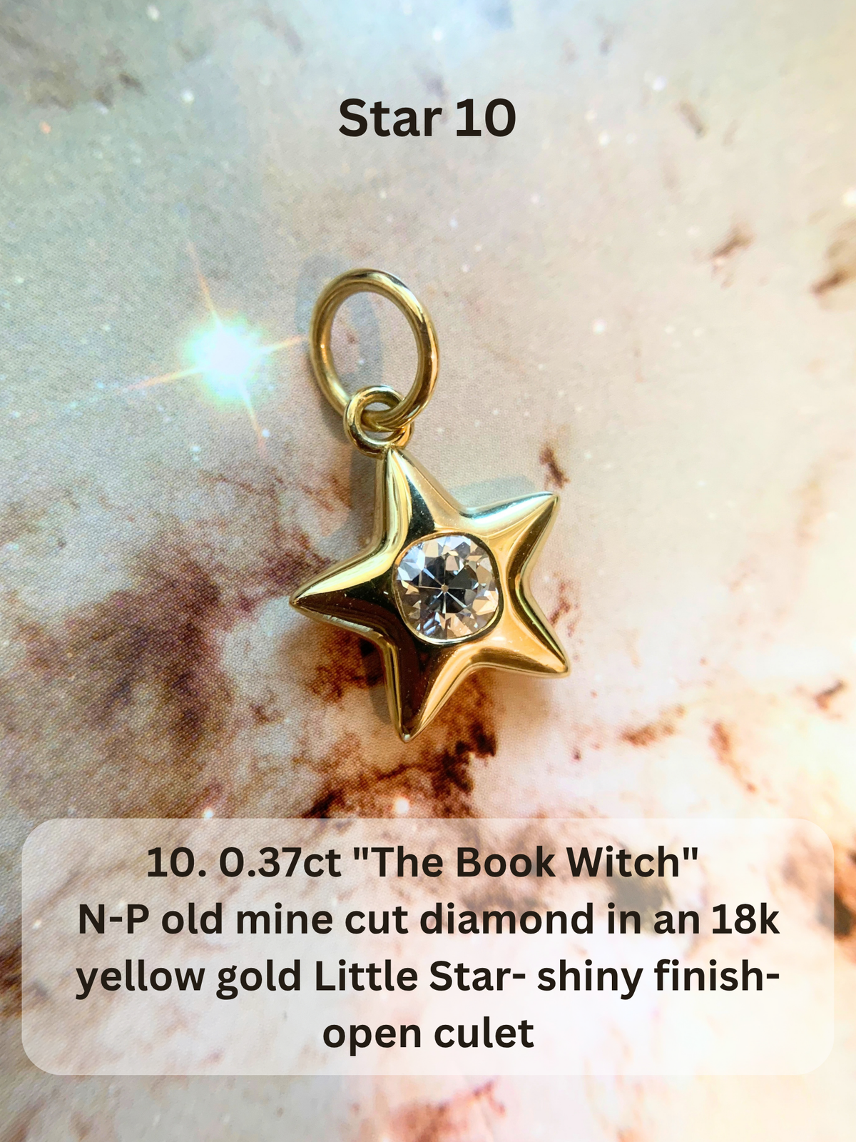 18k Little Star© volume 23 old cut diamond, sapphire, spinel, garnet