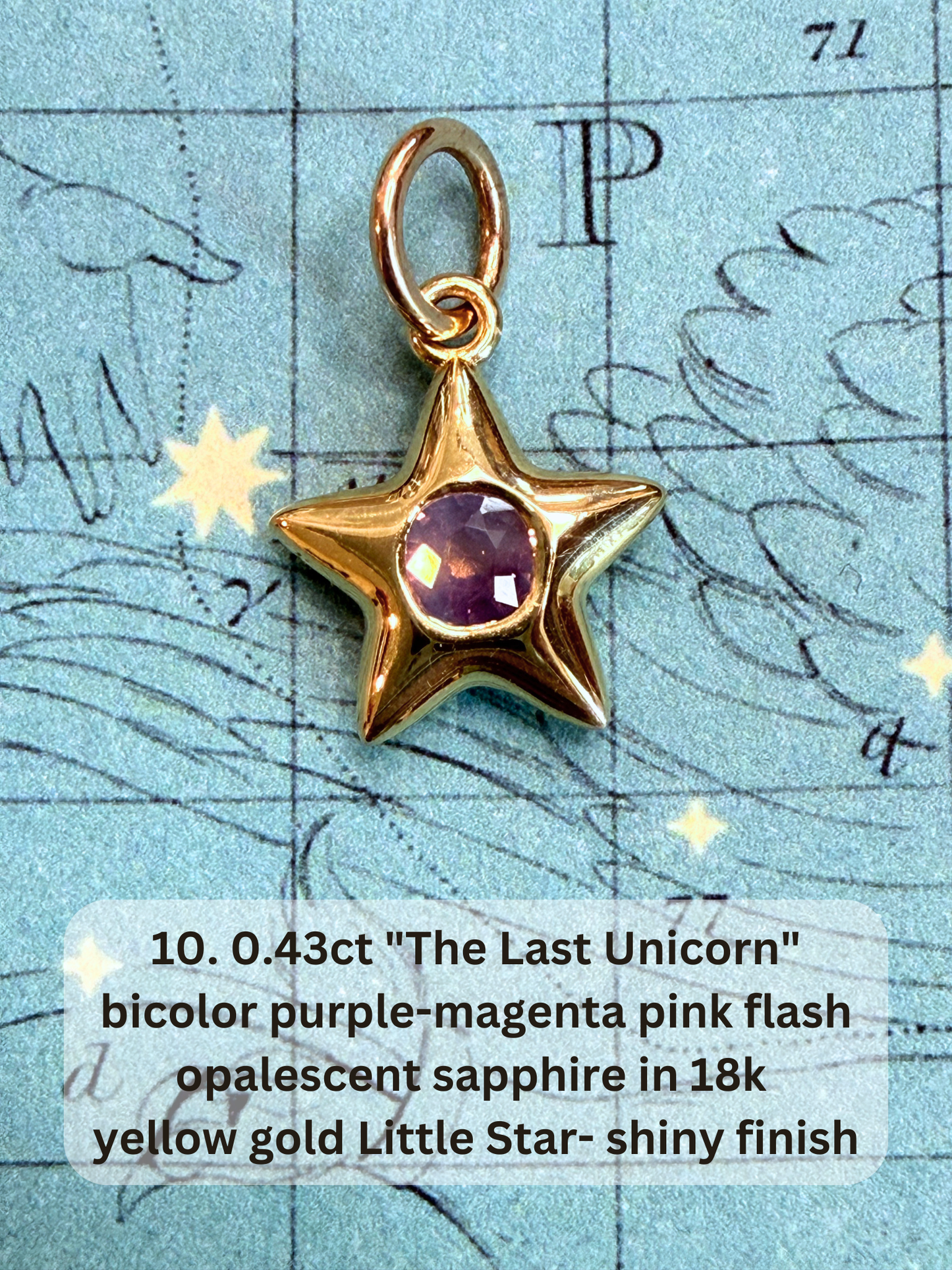 18k Little Star© volume 20 old cut diamond, sapphire, ruby