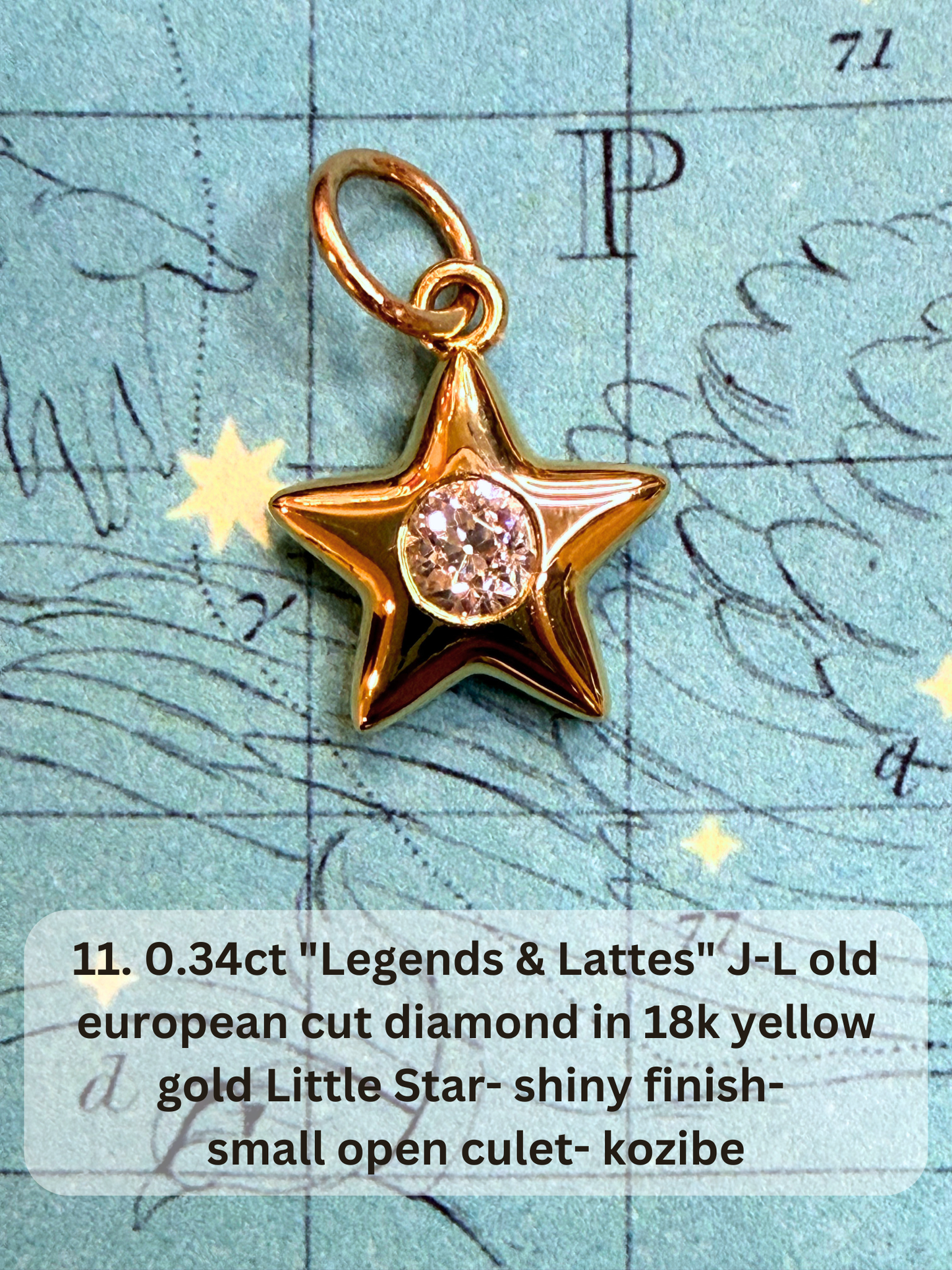 18k Little Star© volume 21 old cut diamond, sapphire, spinel