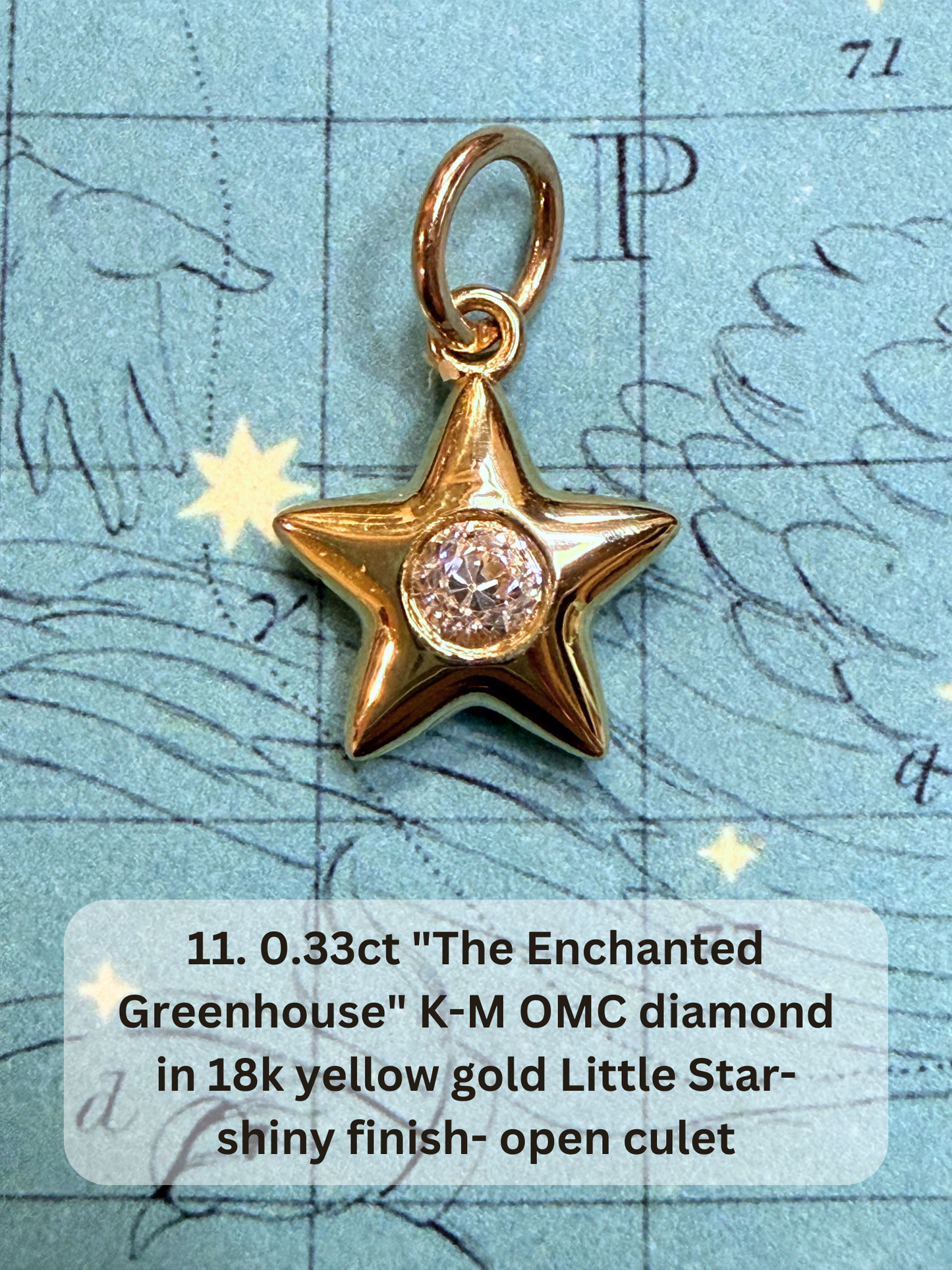 18k Little Star© volume 19 old cut diamond, sapphire, emerald, ruby, garnet