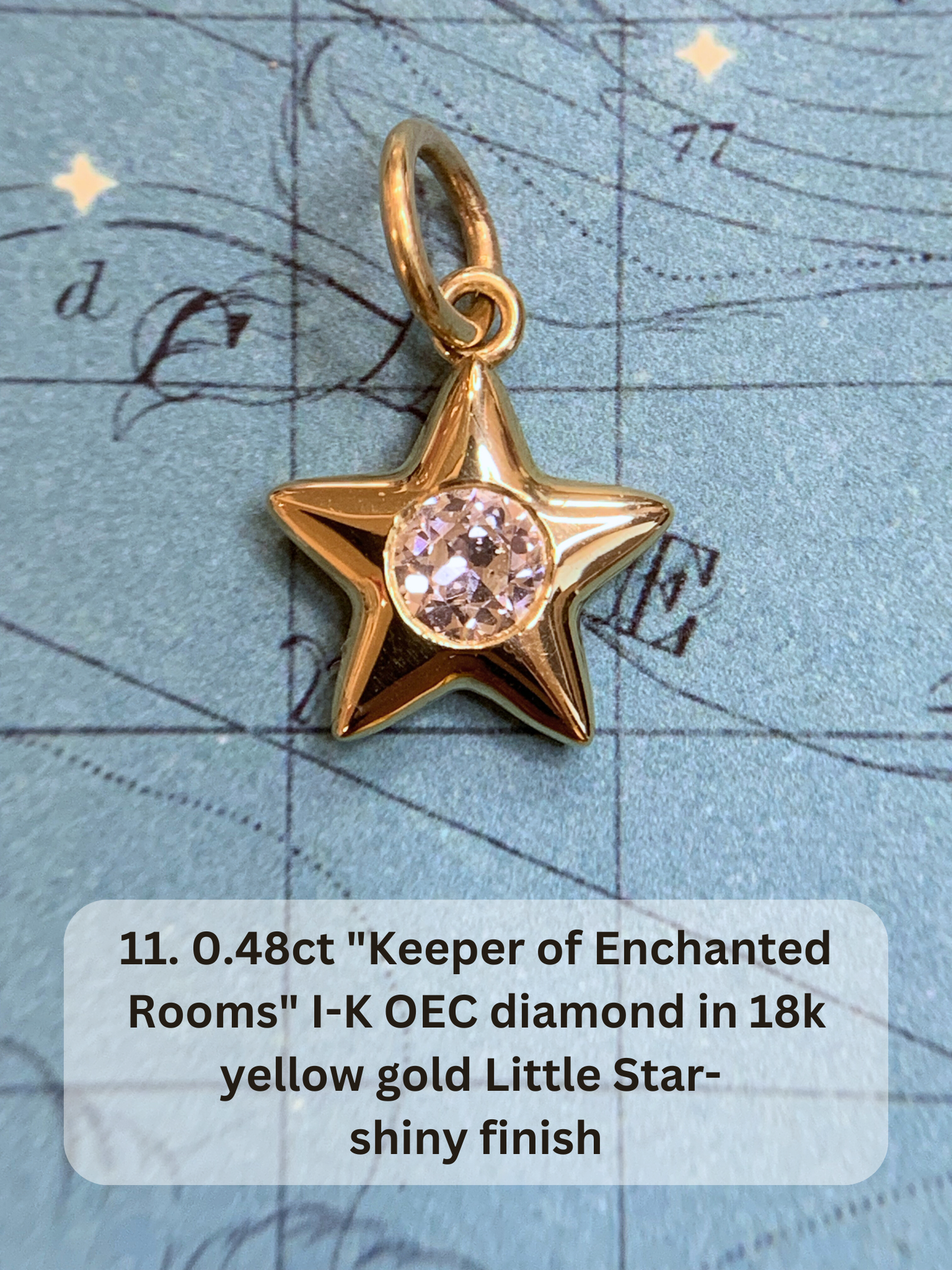 18k Little Star© volume 18 old cut diamonds, multicolor sapphires, emeralds, ruby