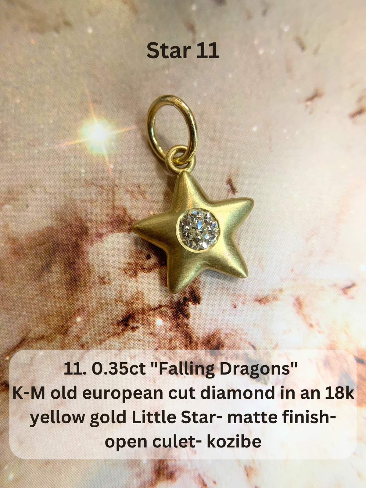 18k Little Star© volume 23 old cut diamond, sapphire, spinel, garnet
