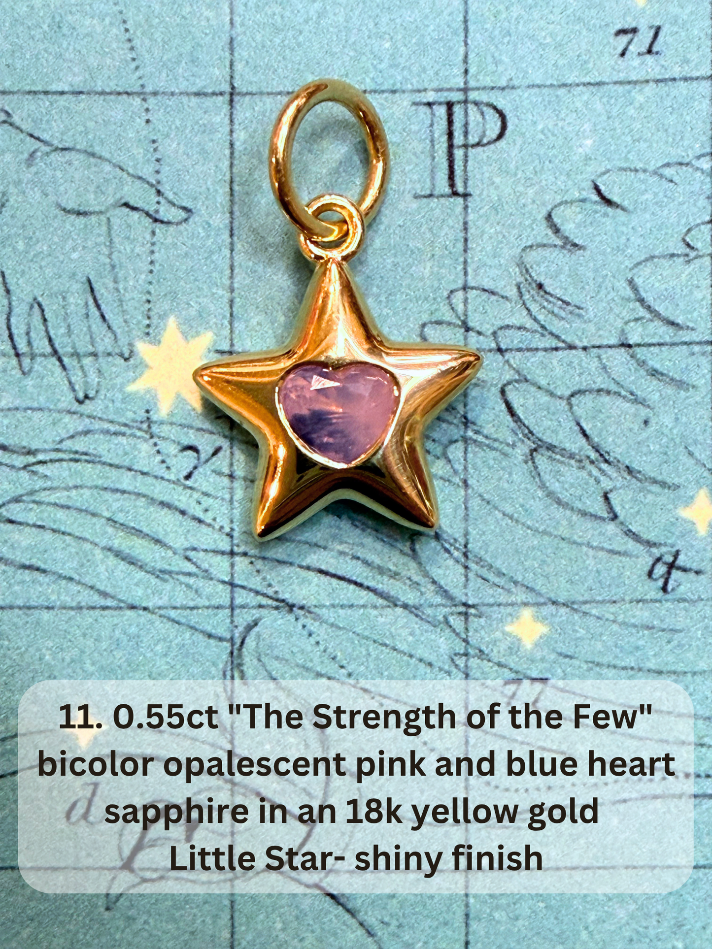 18k Little Star© volume 22 old cut diamond, sapphire, spinel