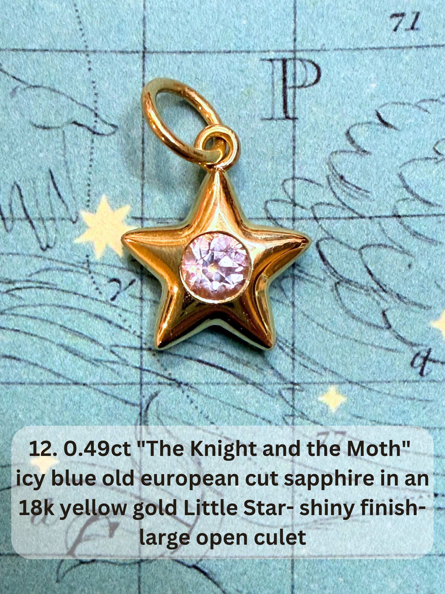 18k Little Star© volume 22 old cut diamond, sapphire, spinel
