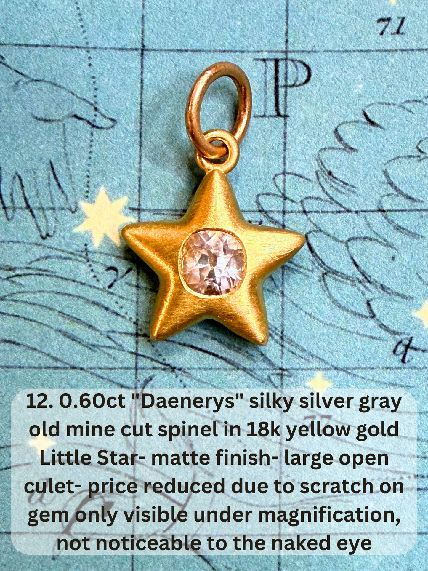 18k Little Star© volume 21 old cut diamond, sapphire, spinel