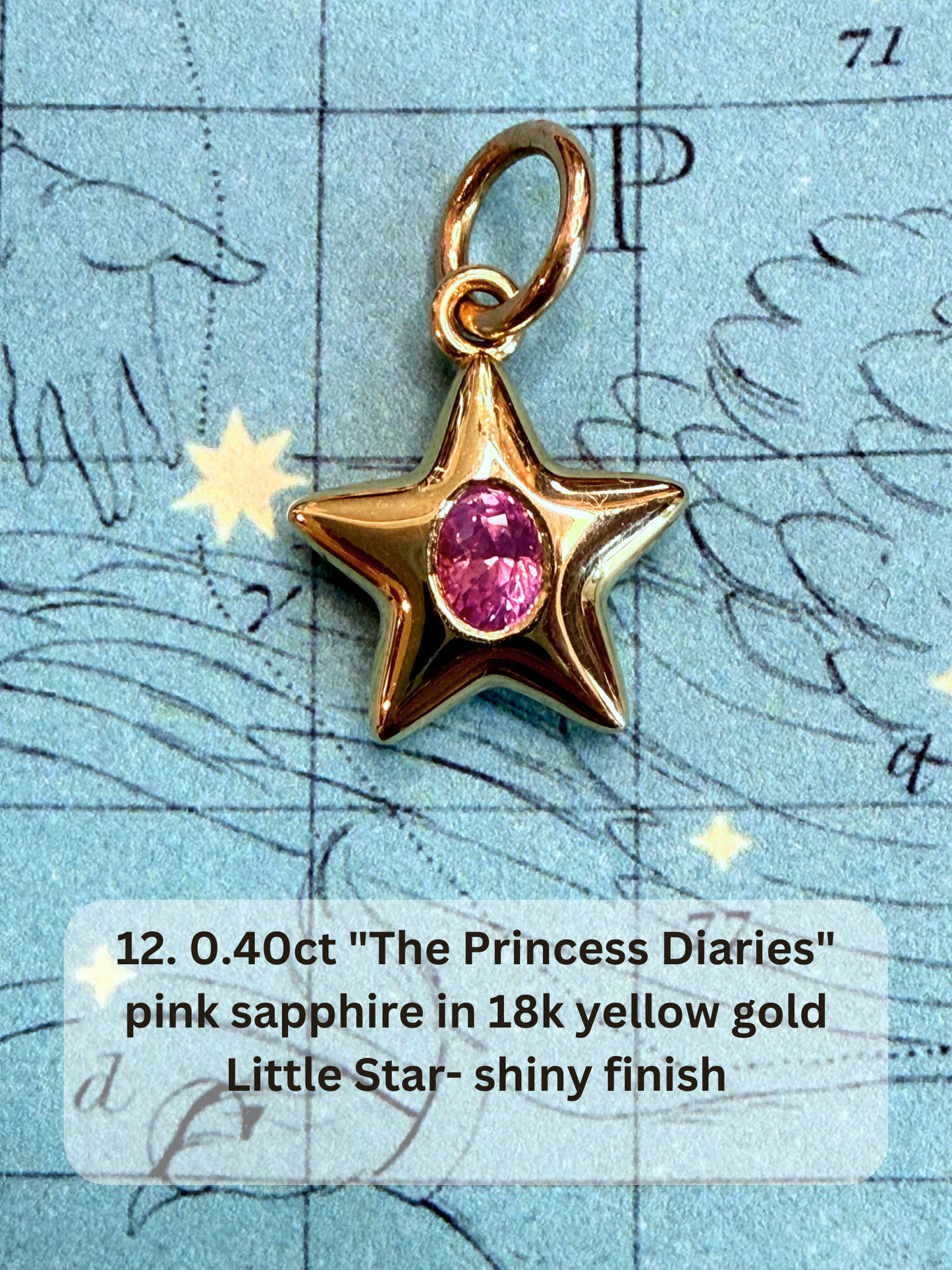 18k Little Star© volume 20 old cut diamond, sapphire, ruby