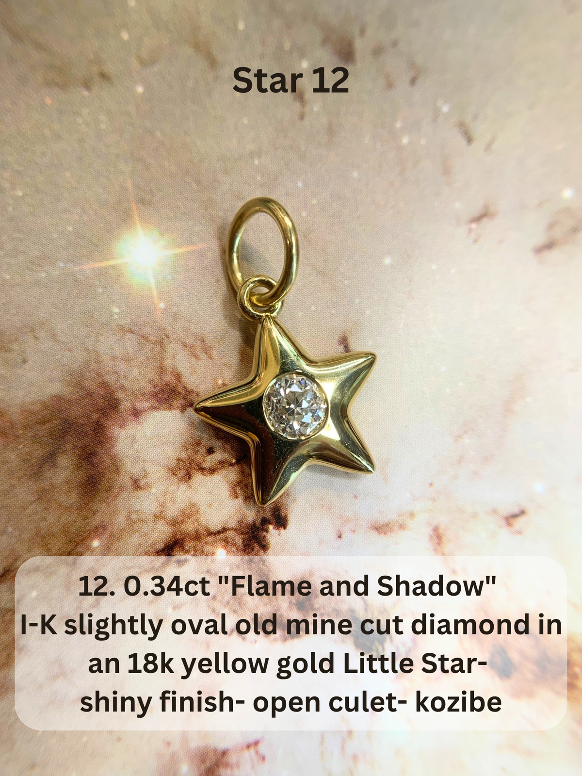 18k Little Star© volume 23 old cut diamond, sapphire, spinel, garnet