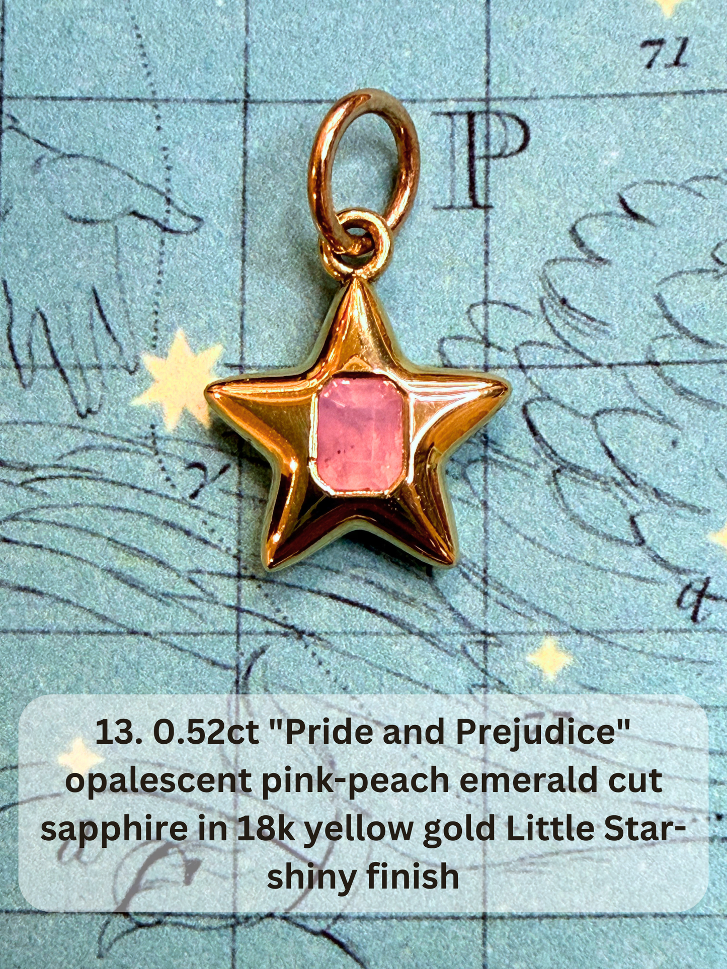 18k Little Star© volume 21 old cut diamond, sapphire, spinel