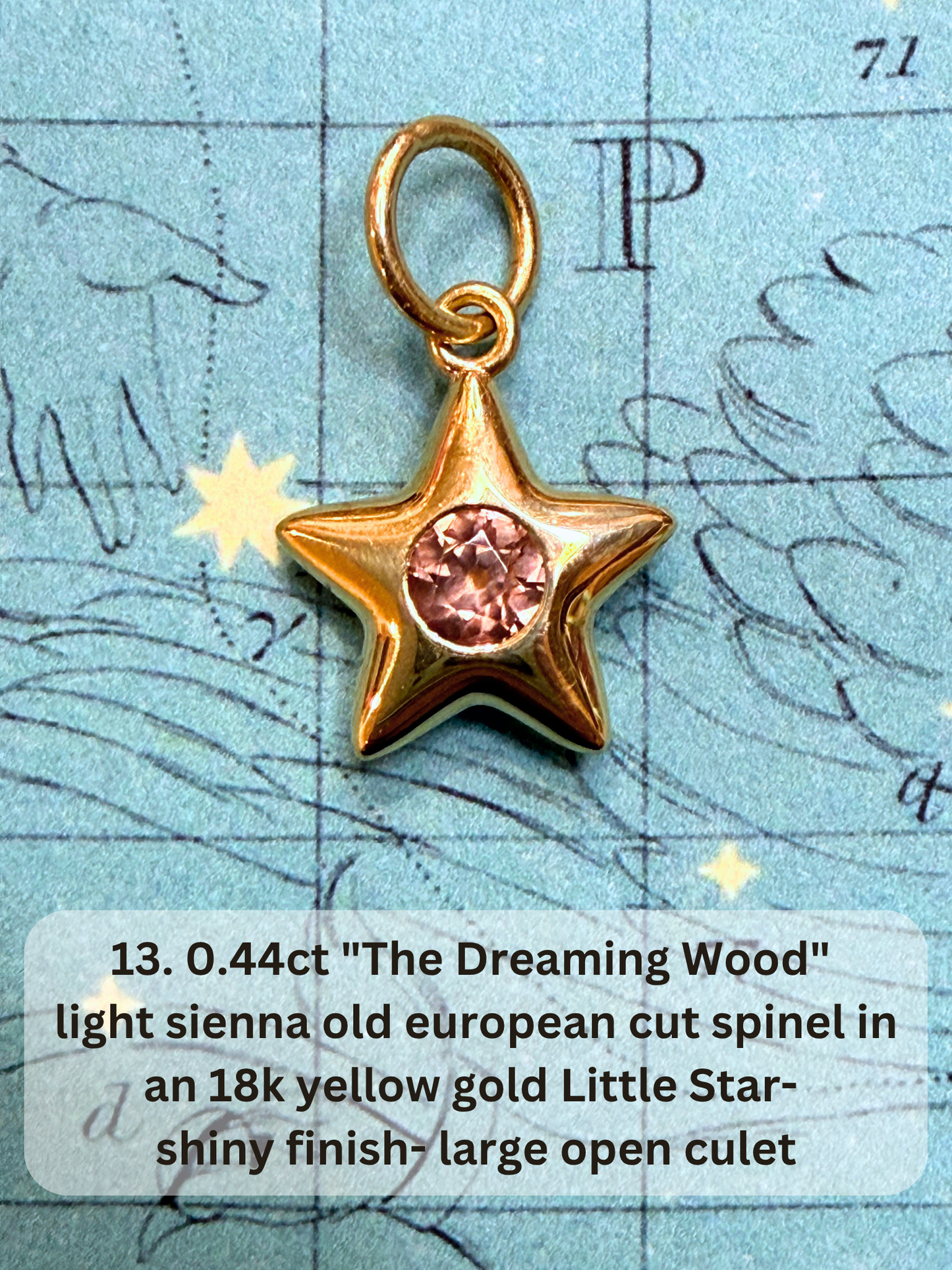 18k Little Star© volume 22 old cut diamond, sapphire, spinel