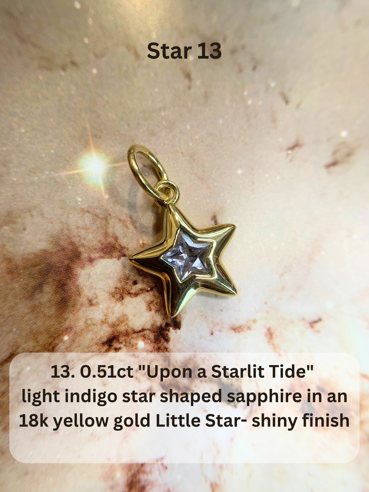 18k Little Star© volume 23 old cut diamond, sapphire, spinel, garnet