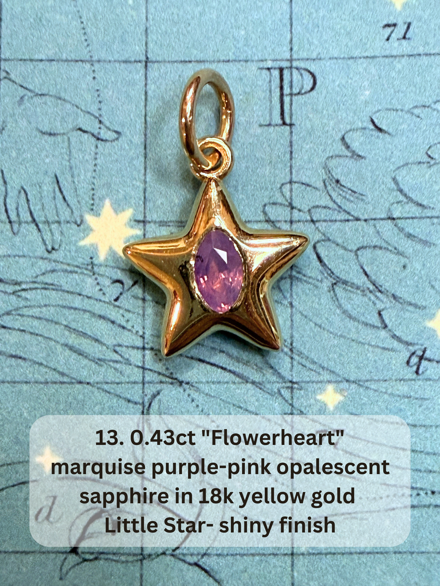 18k Little Star© volume 19 old cut diamond, sapphire, emerald, ruby, garnet