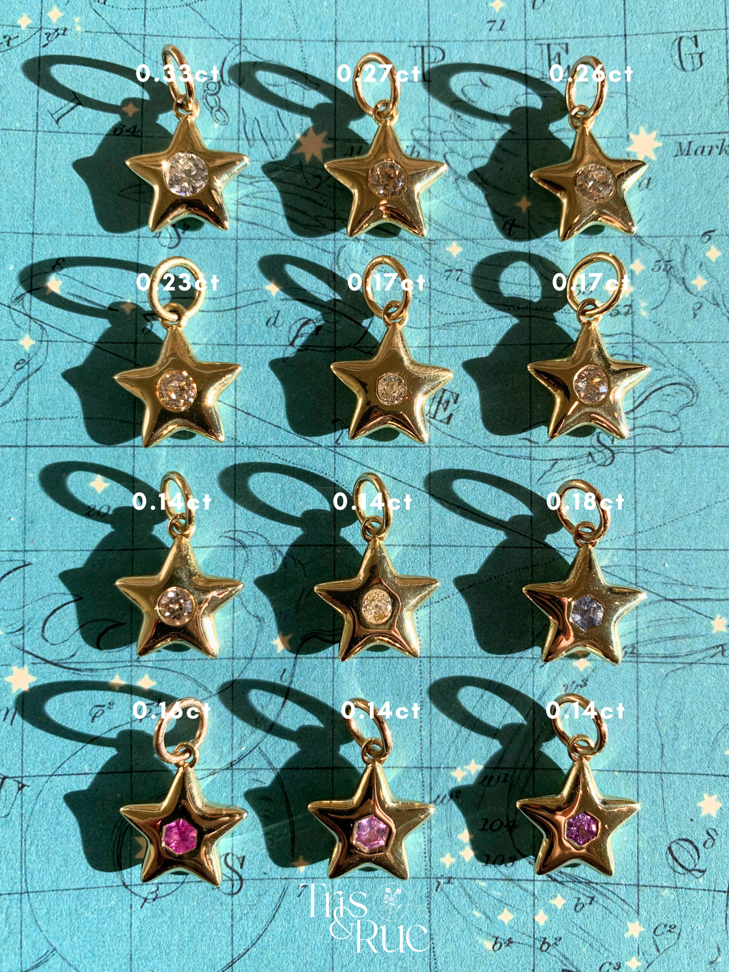 18k Little Star© volume 11: old cut diamonds & limited Hex edition sapphires