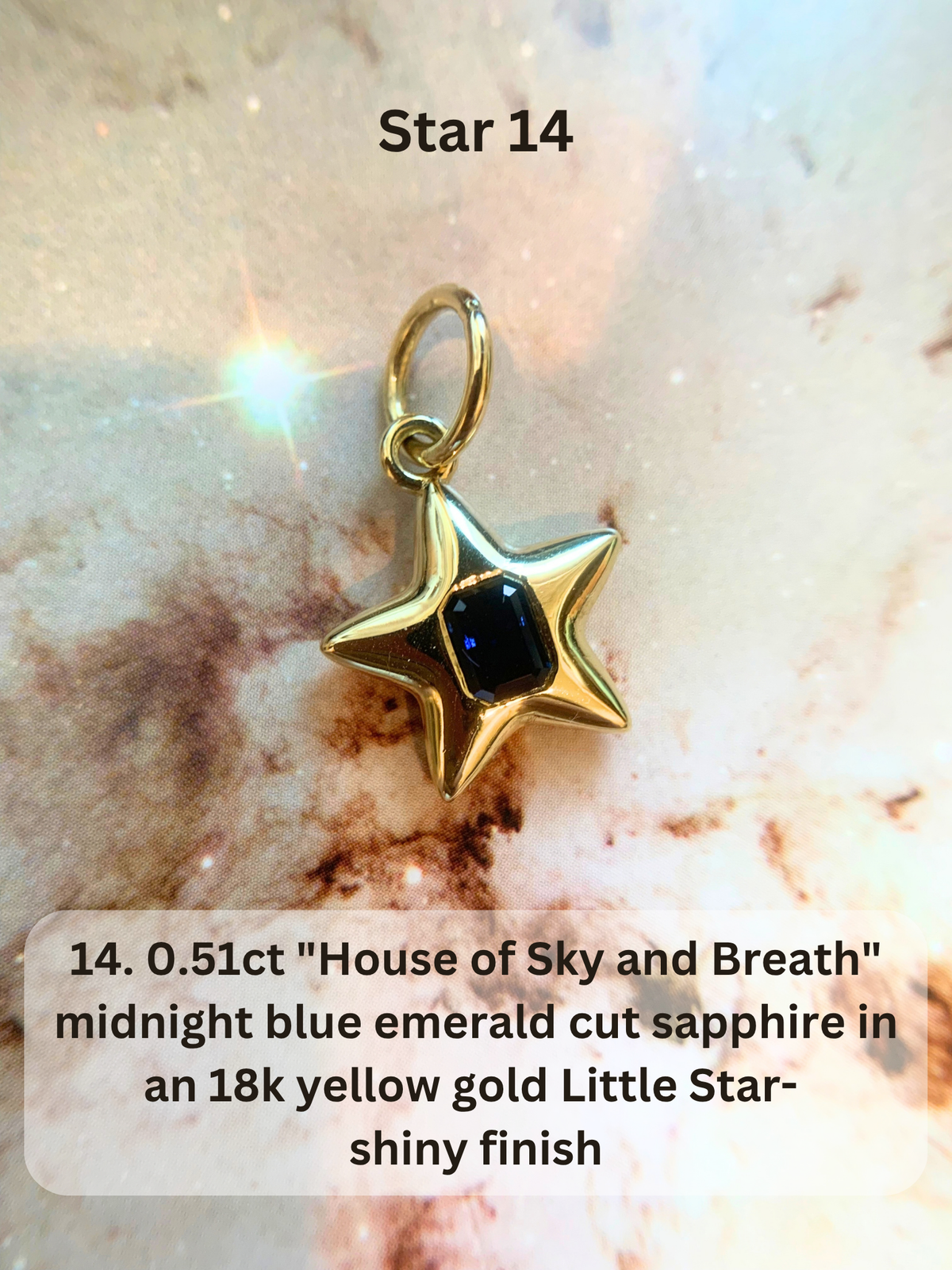 18k Little Star© volume 23 old cut diamond, sapphire, spinel, garnet