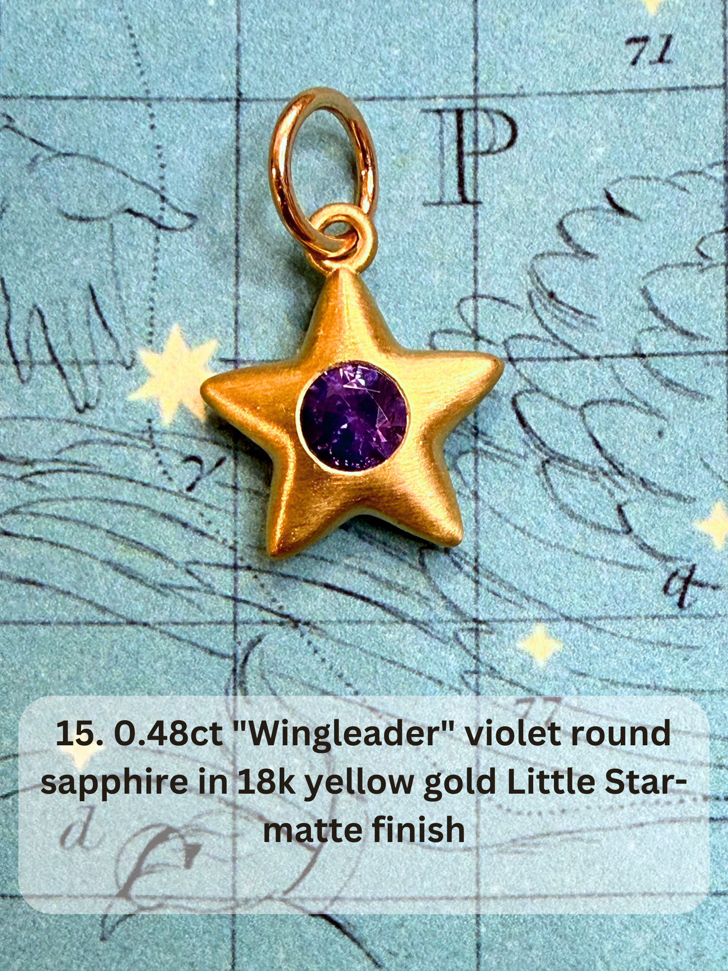 18k Little Star© volume 21 old cut diamond, sapphire, spinel