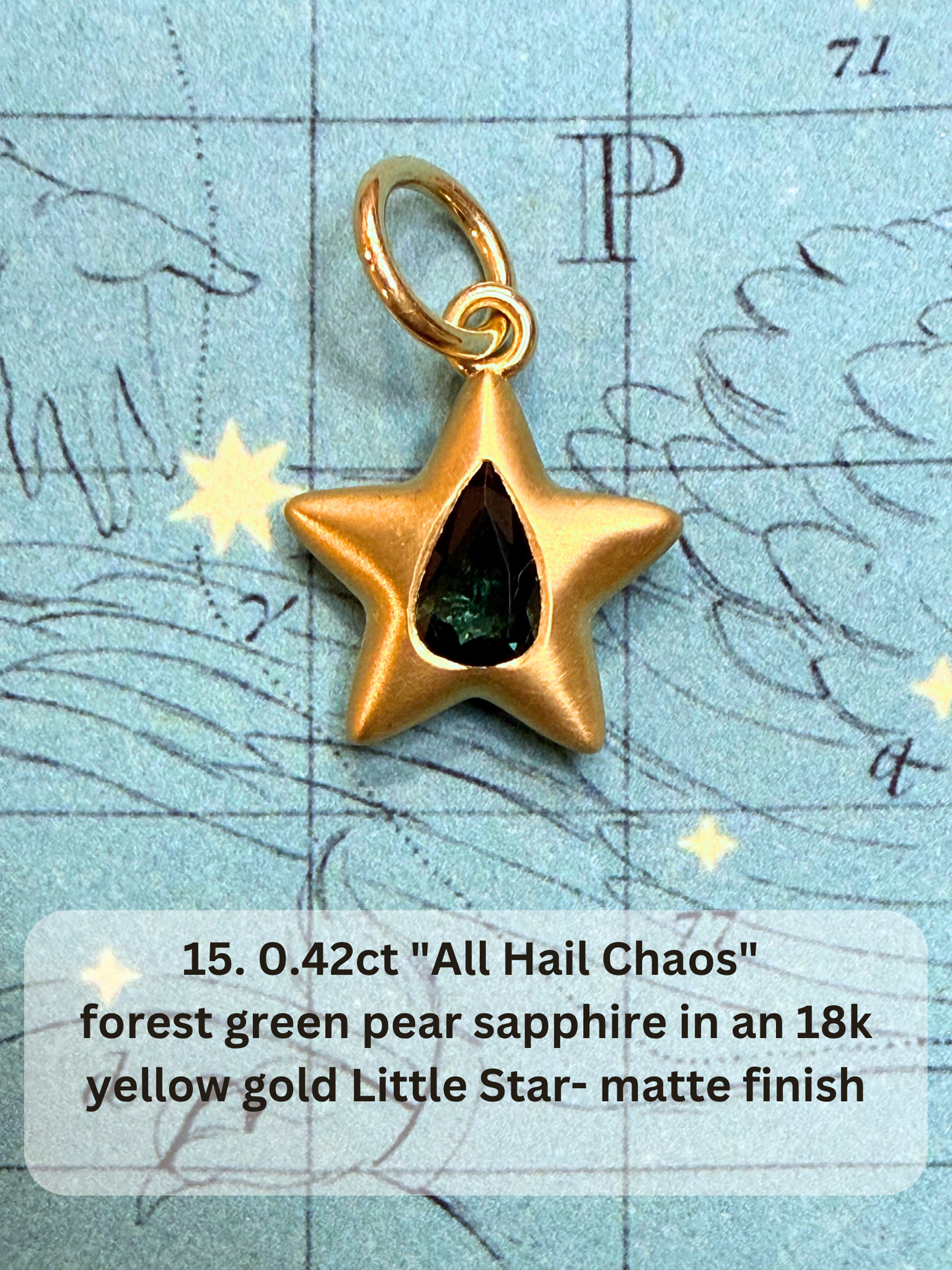 18k Little Star© volume 22 old cut diamond, sapphire, spinel
