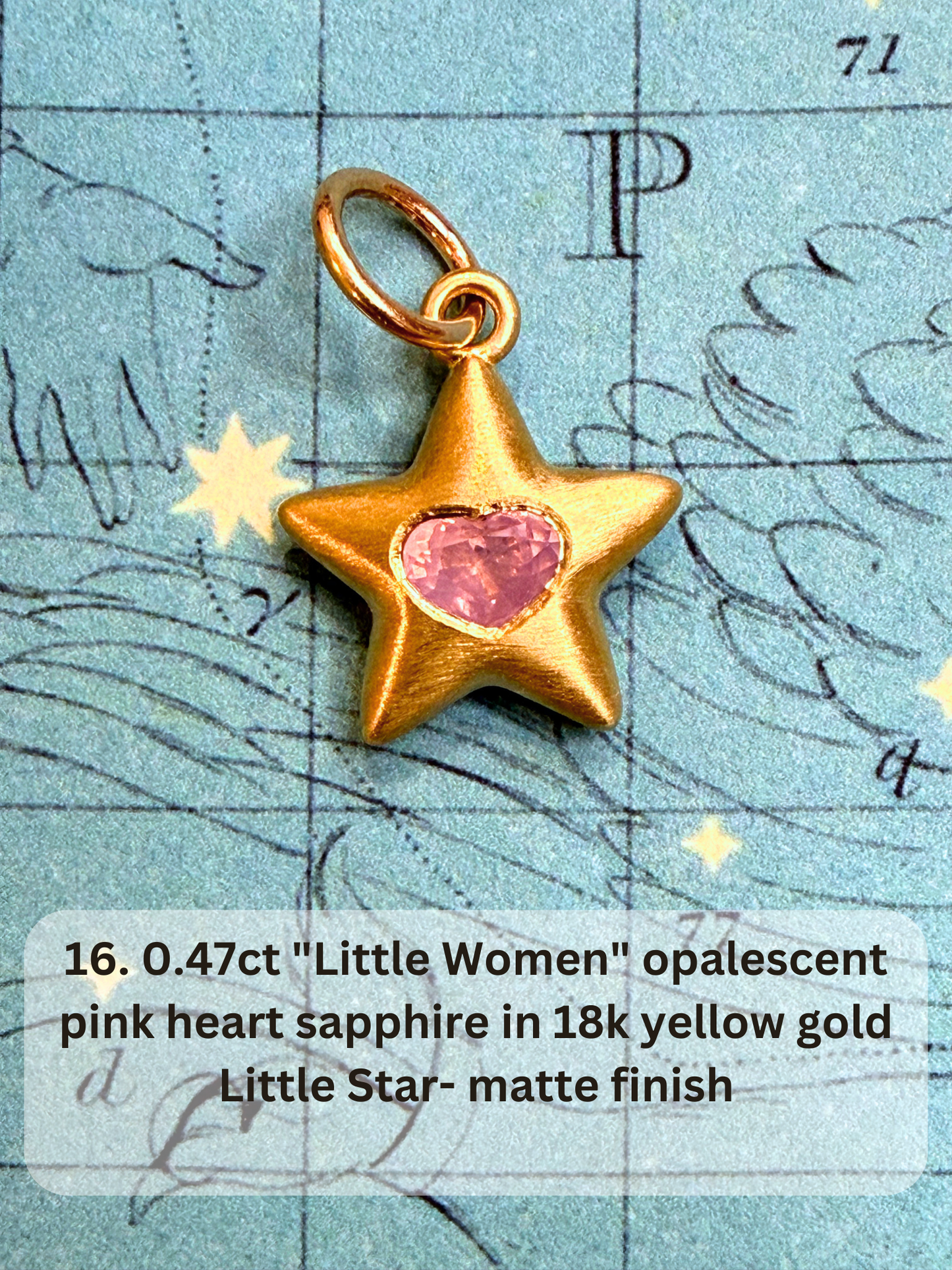 18k Little Star© volume 21 old cut diamond, sapphire, spinel