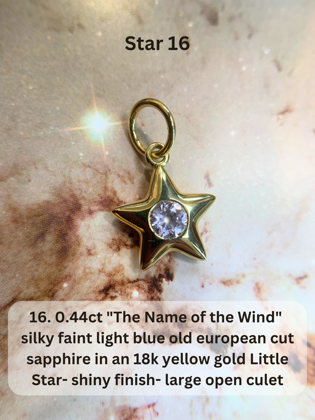 18k Little Star© volume 23 old cut diamond, sapphire, spinel, garnet